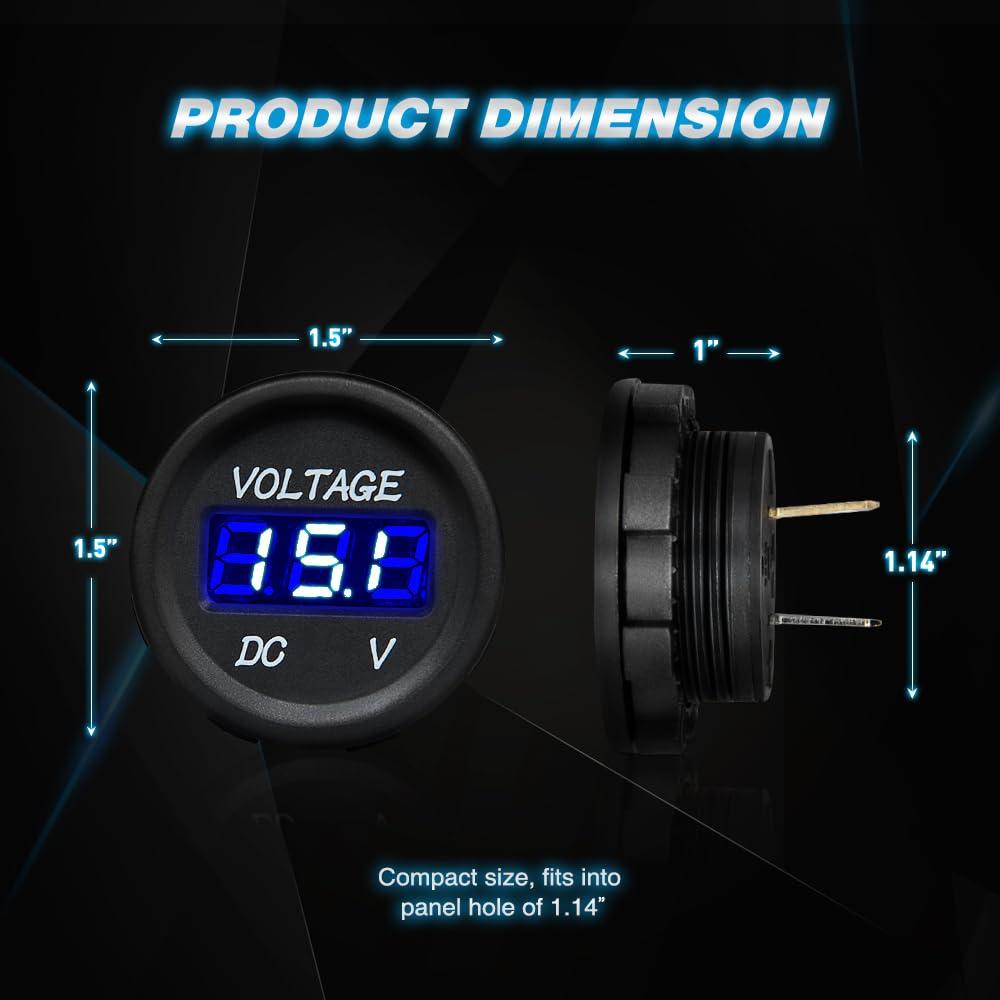 imageNilight LED Digital Display Voltmeter Panel DC12V Waterproof Digital Round Panel VoltVolt Tester Gauge for Boat Marine Vehicle Motorcycle Truck ATV UTV 2 Years WarrantyBlue