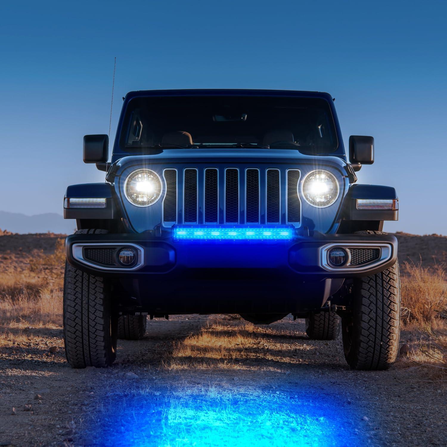 imageNilight LED Light Bar 20Inch 420W Yellow Flood Spot Combo Triple Row Driving Lamp Roof Bumper Off Road LED Work Lights Pods for Van Camper Wagon Car Pickup Golf Cart ATV UTV SUV Truck Boat 4x4Blue
