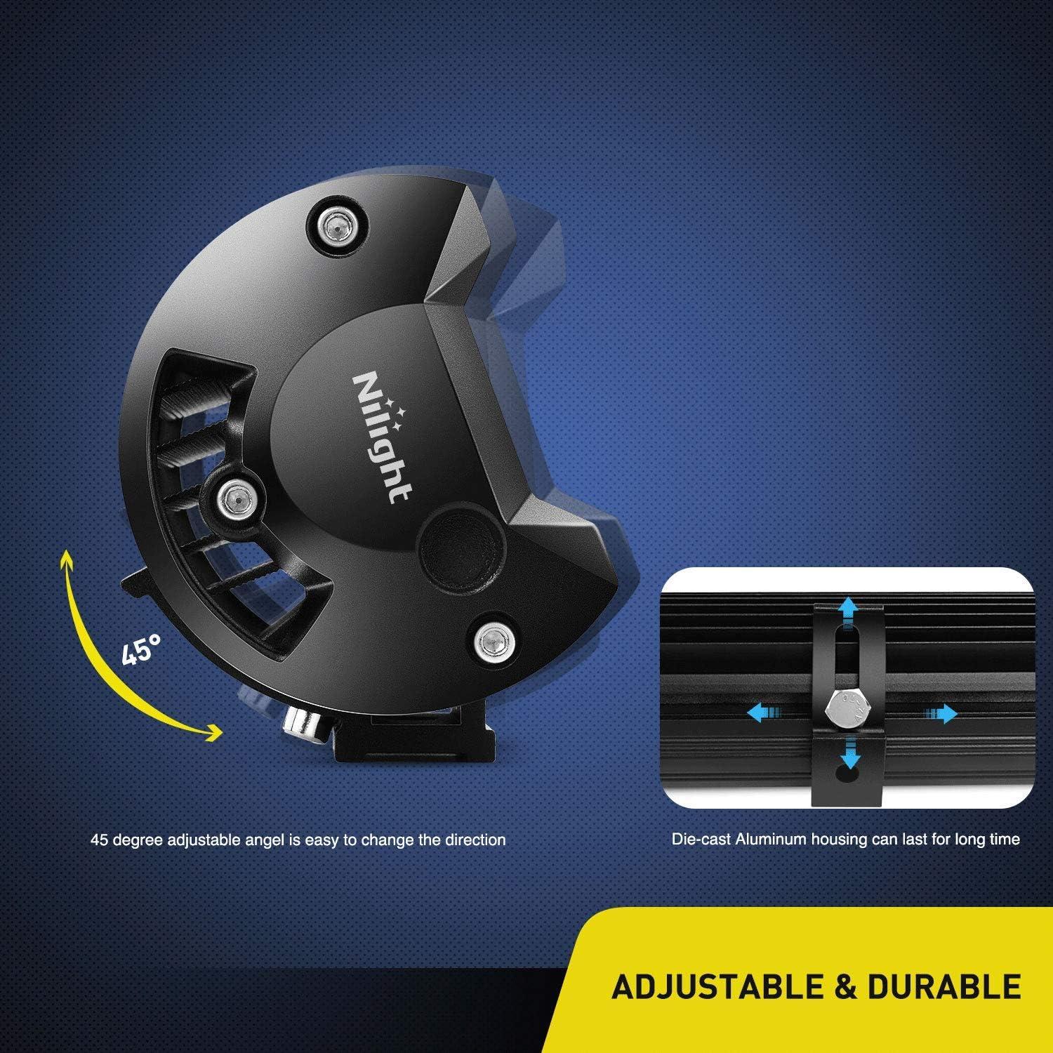 imageNilight LED Light Bar 20Inch 420W Yellow Flood Spot Combo Triple Row Driving Lamp Roof Bumper Off Road LED Work Lights Pods for Van Camper Wagon Car Pickup Golf Cart ATV UTV SUV Truck Boat 4x4White