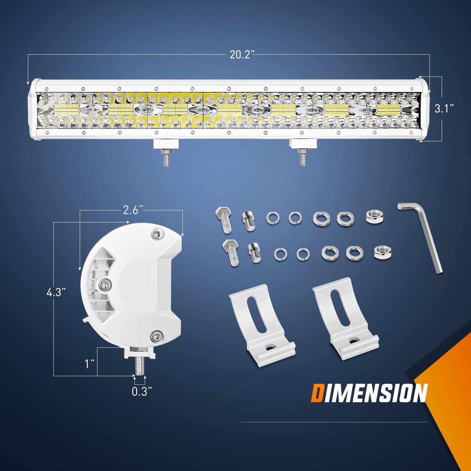 imageNilight LED Light Bar 20Inch 420W Yellow Flood Spot Combo Triple Row Driving Lamp Roof Bumper Off Road LED Work Lights Pods for Van Camper Wagon Car Pickup Golf Cart ATV UTV SUV Truck Boat 4x4White Shell with White Light