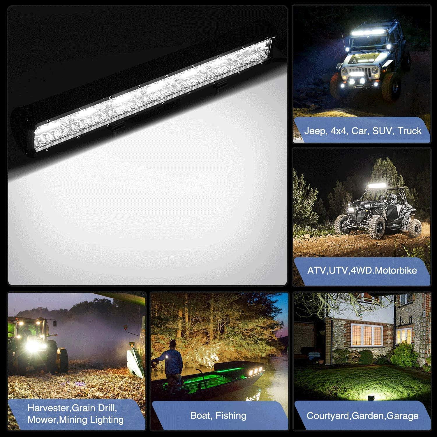 imageNilight LED Light Bar 20Inch 420W Yellow Flood Spot Combo Triple Row Driving Lamp Roof Bumper Off Road LED Work Lights Pods for Van Camper Wagon Car Pickup Golf Cart ATV UTV SUV Truck Boat 4x4White