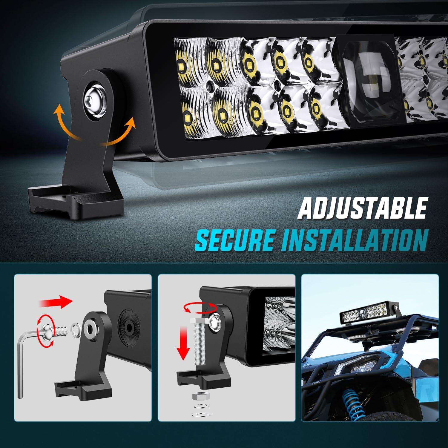 imageNilight LED Light Bar 22 Inch 37LED Dual Row Spot Flood Combo Night Vision Off Road Driving Lights ScrewLess w16AWG Rocker Switch Wiring Harness Kit for Truck ATV UTV14Inch 21Led Light Wiring Kit