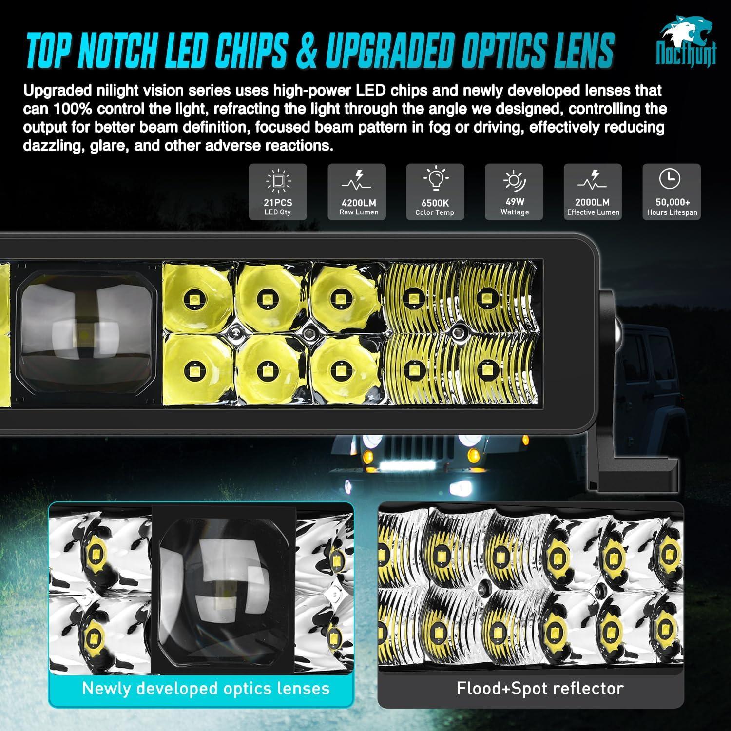 imageNilight LED Light Bar 22 Inch 37LED Dual Row Spot Flood Combo Night Vision Off Road Driving Lights ScrewLess w16AWG Rocker Switch Wiring Harness Kit for Truck ATV UTV14Inch 21Led Light Wiring Kit