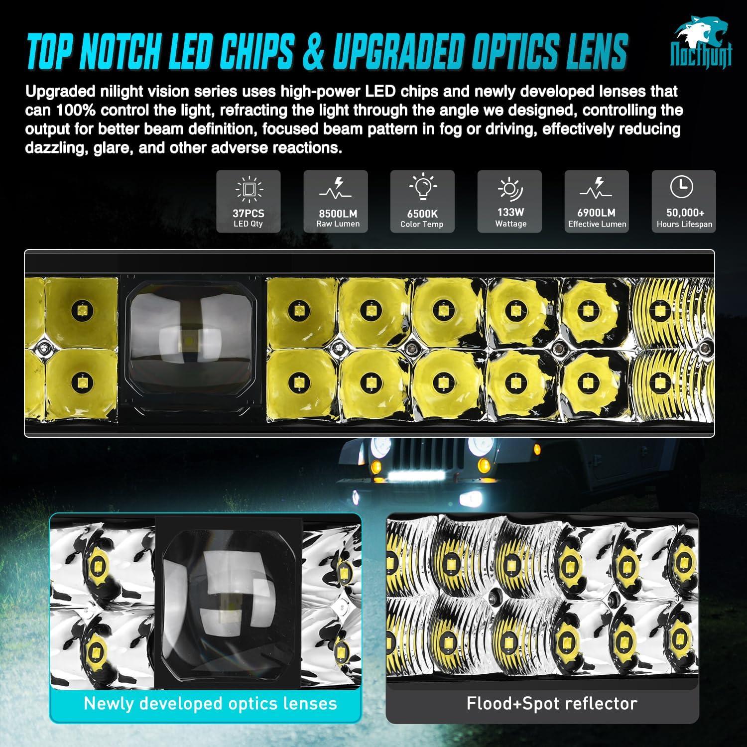 imageNilight LED Light Bar 22 Inch 37LED Dual Row Spot Flood Combo Night Vision Off Road Driving Lights ScrewLess w16AWG Rocker Switch Wiring Harness Kit for Truck ATV UTV22Inch 37Led Light Wiring Kit