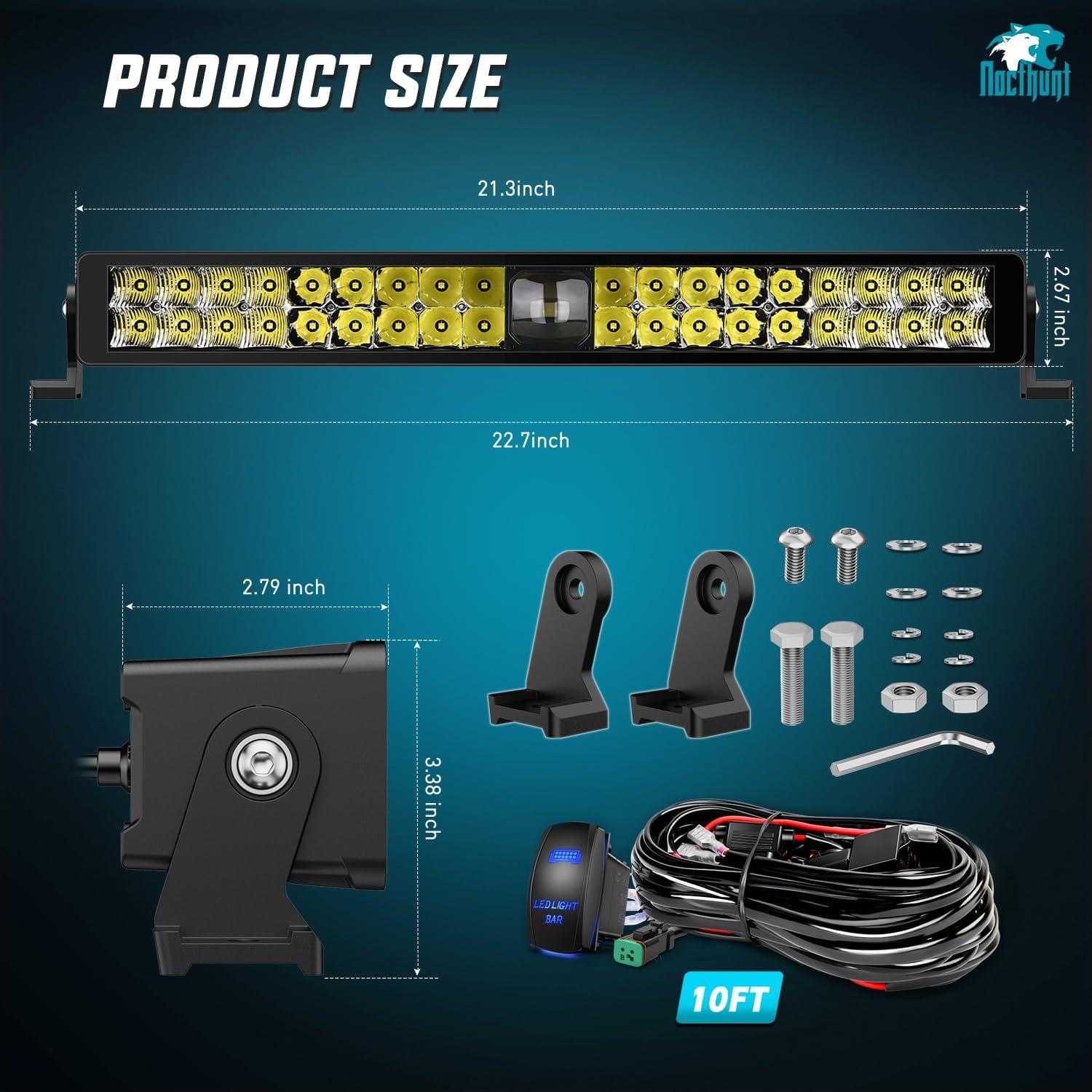 imageNilight LED Light Bar 22 Inch 37LED Dual Row Spot Flood Combo Night Vision Off Road Driving Lights ScrewLess w16AWG Rocker Switch Wiring Harness Kit for Truck ATV UTV22Inch 37Led Light Wiring Kit