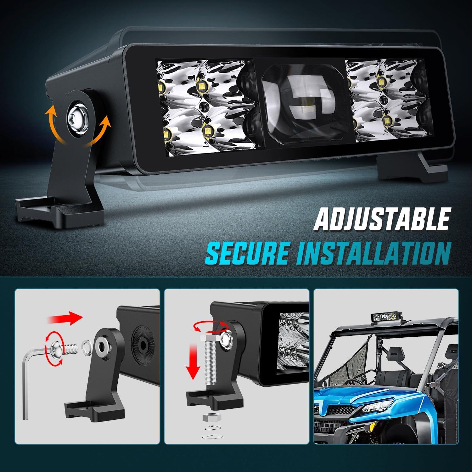 imageNilight LED Light Bar 22 Inch 37LED Dual Row Spot Flood Combo Night Vision Off Road Driving Lights ScrewLess w16AWG Rocker Switch Wiring Harness Kit for Truck ATV UTV2Pcs 8Inch 9Led Light Wiring Kit