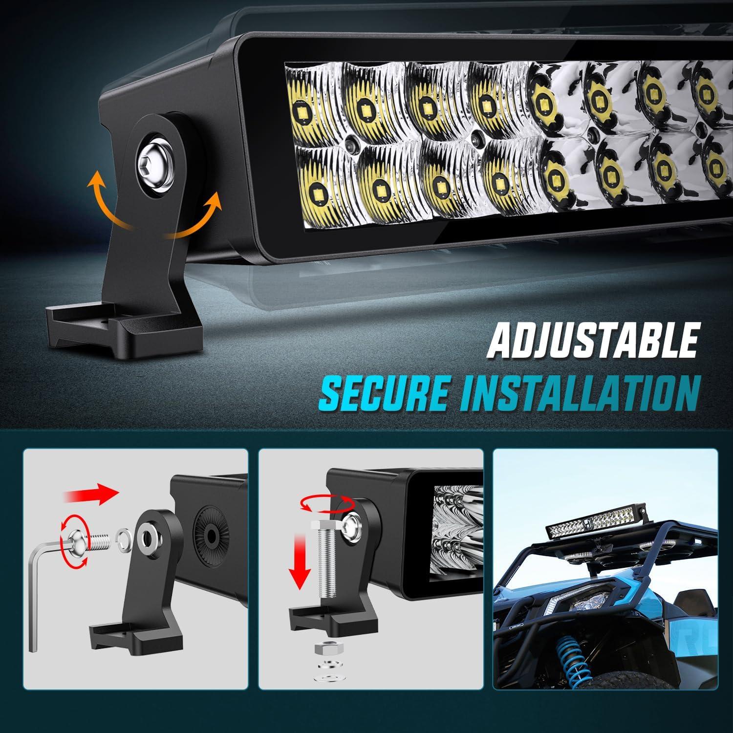 imageNilight LED Light Bar 22 Inch 37LED Dual Row Spot Flood Combo Night Vision Off Road Driving Lights ScrewLess w16AWG Rocker Switch Wiring Harness Kit for Truck ATV UTV22Inch 37Led Light Wiring Kit