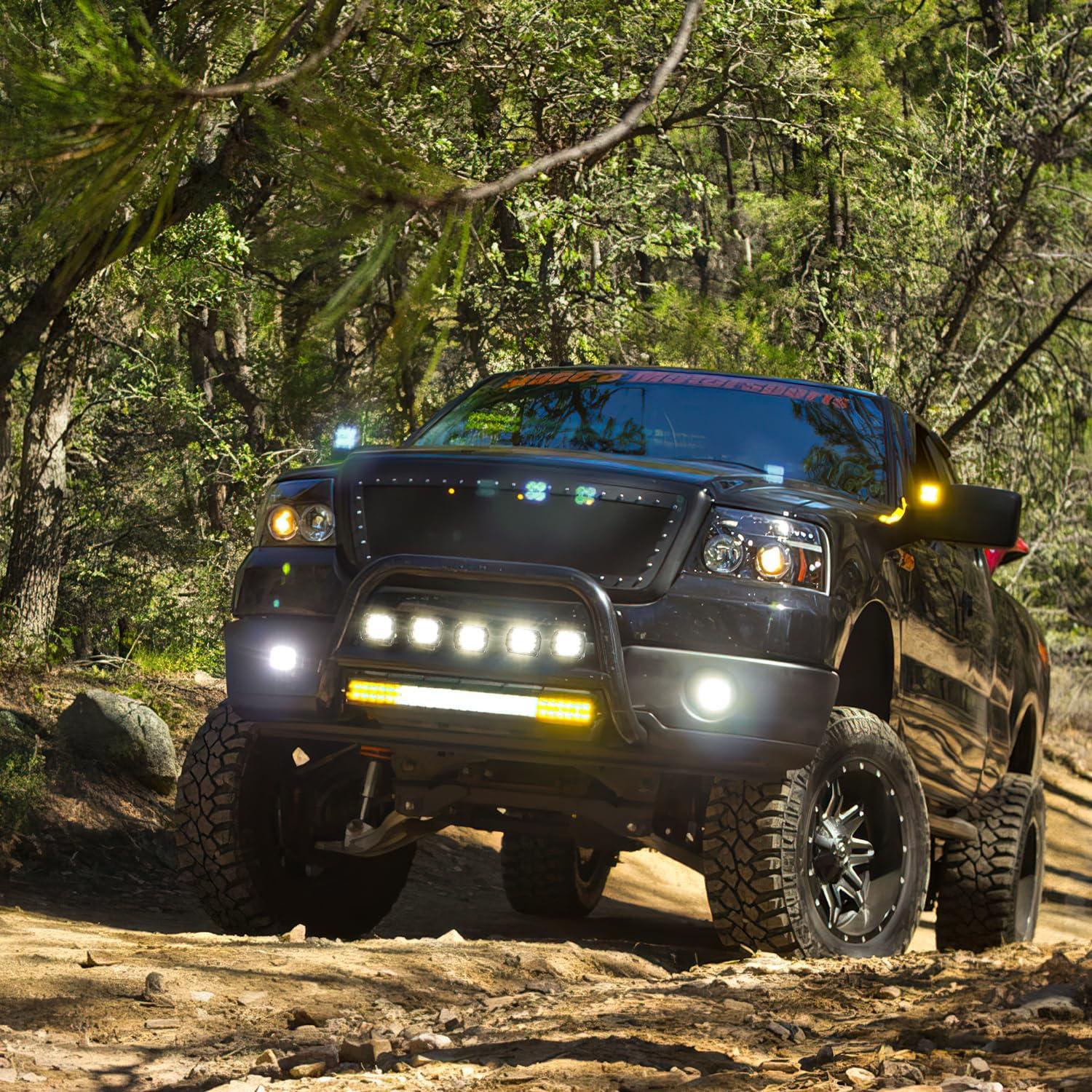 imageNilight LED Light Bar 2PC 4Inch 60W Flood Spot Combo Triple Row Driving Lamp Roof Bumper Off Road Work Lights for Van Camper Wagon Car Pickup Golf Cart ATV UTV SUV Truck Boat 4x44Pcs Led Pods Wiring