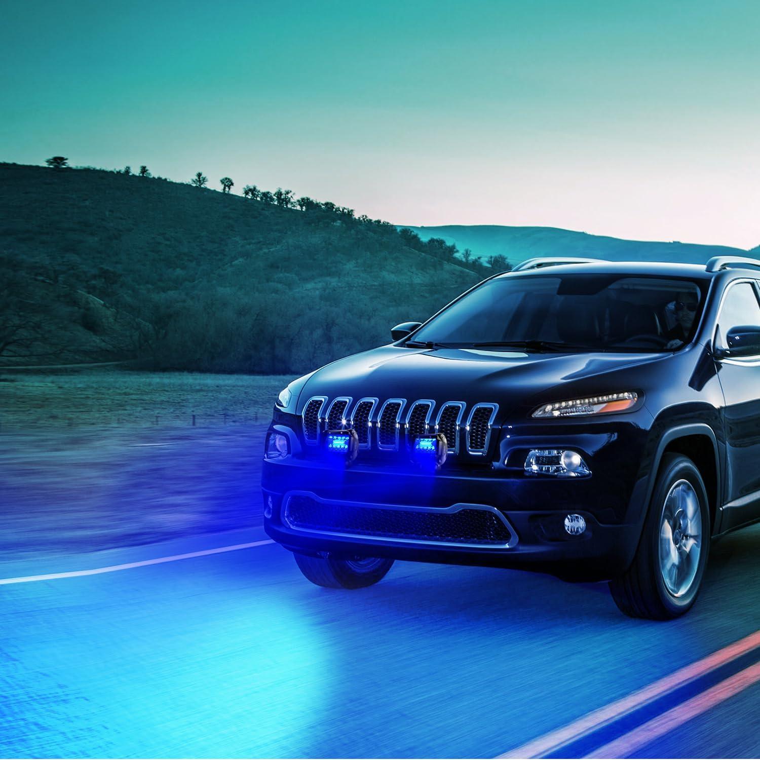 imageNilight LED Light Bar 2PC 4Inch 60W Flood Spot Combo Triple Row Driving Lamp Roof Bumper Off Road Work Lights for Van Camper Wagon Car Pickup Golf Cart ATV UTV SUV Truck Boat 4x4Blue Led Pods