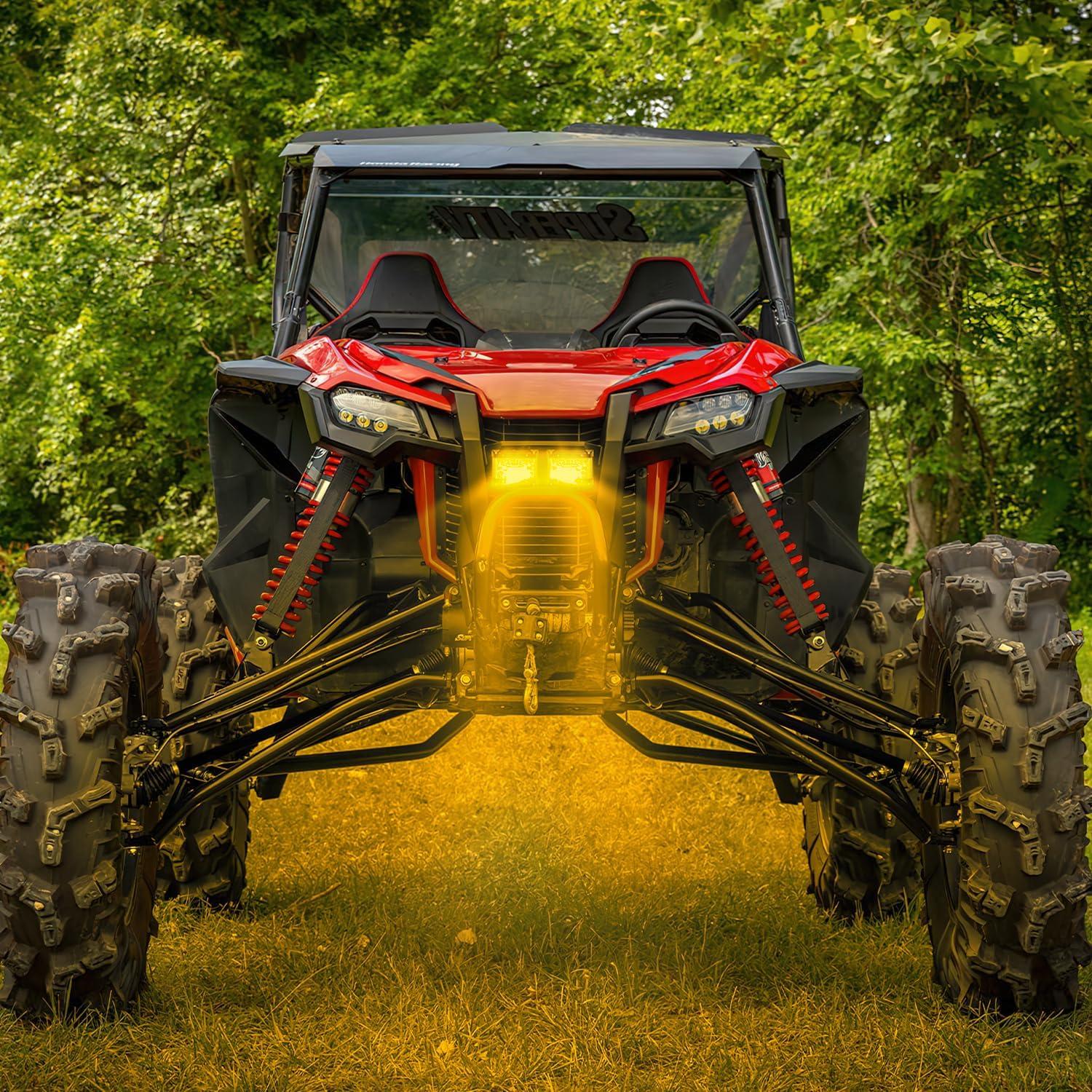 imageNilight LED Light Bar 2PC 4Inch 60W Flood Spot Combo Triple Row Driving Lamp Roof Bumper Off Road Work Lights for Van Camper Wagon Car Pickup Golf Cart ATV UTV SUV Truck Boat 4x4Yellow Side Shooter Pods  Wiring