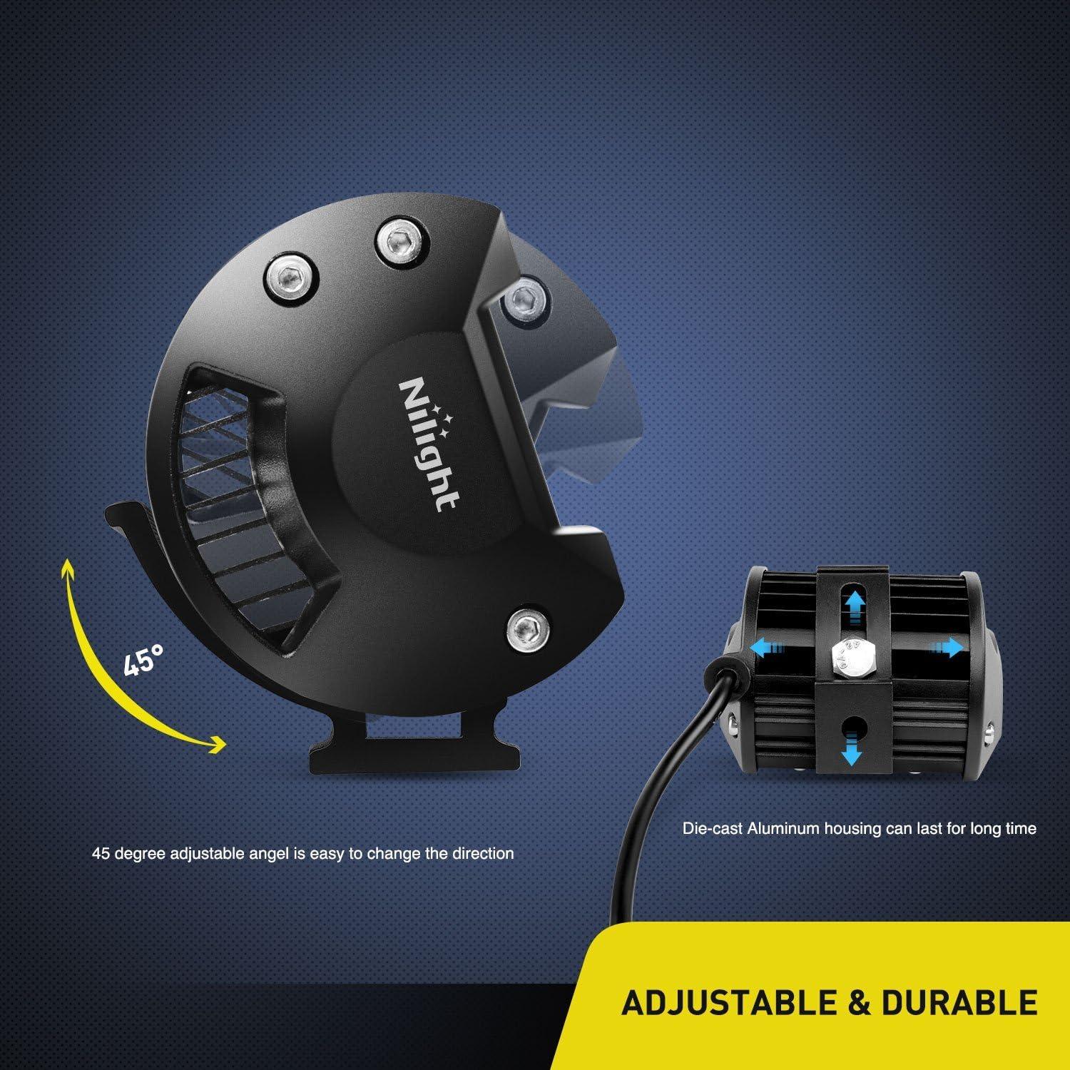 imageNilight LED Light Bar 2PC 4Inch 60W Flood Spot Combo Triple Row Driving Lamp Roof Bumper Off Road Work Lights for Van Camper Wagon Car Pickup Golf Cart ATV UTV SUV Truck Boat 4x4Led Pods