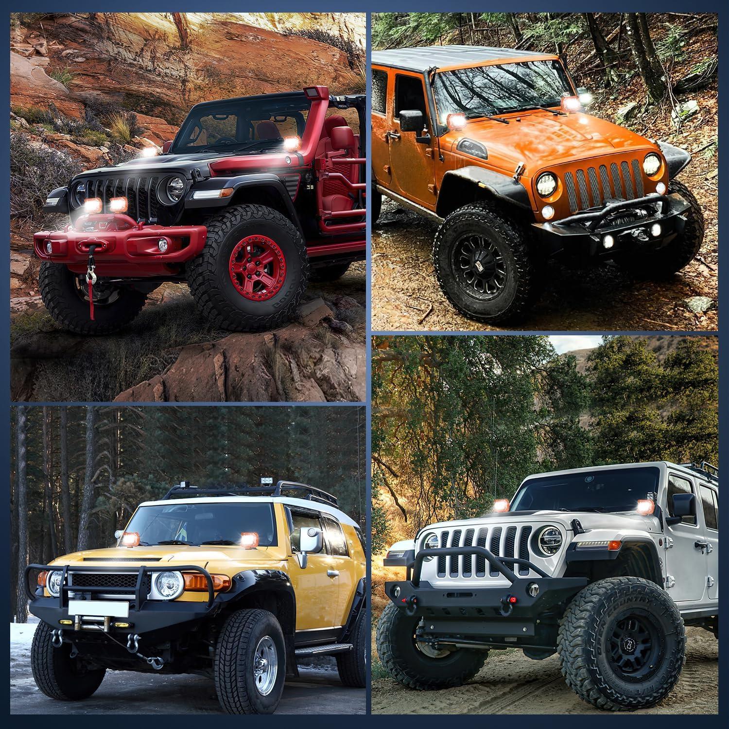 imageNilight LED Light Bar 2PC 4Inch 60W Flood Spot Combo Triple Row Driving Lamp Roof Bumper Off Road Work Lights for Van Camper Wagon Car Pickup Golf Cart ATV UTV SUV Truck Boat 4x42Pcs Amber Shell with White Light