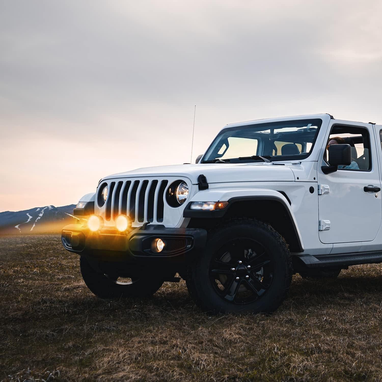 imageNilight LED Light Bar 2PCS 45 Inch 27W Amber Pods Round Spot Lighting Off Road Fog Driving Roof Bar Bumper for SUV Truck with 16AWG Wiring Harness Kit 2 Leads