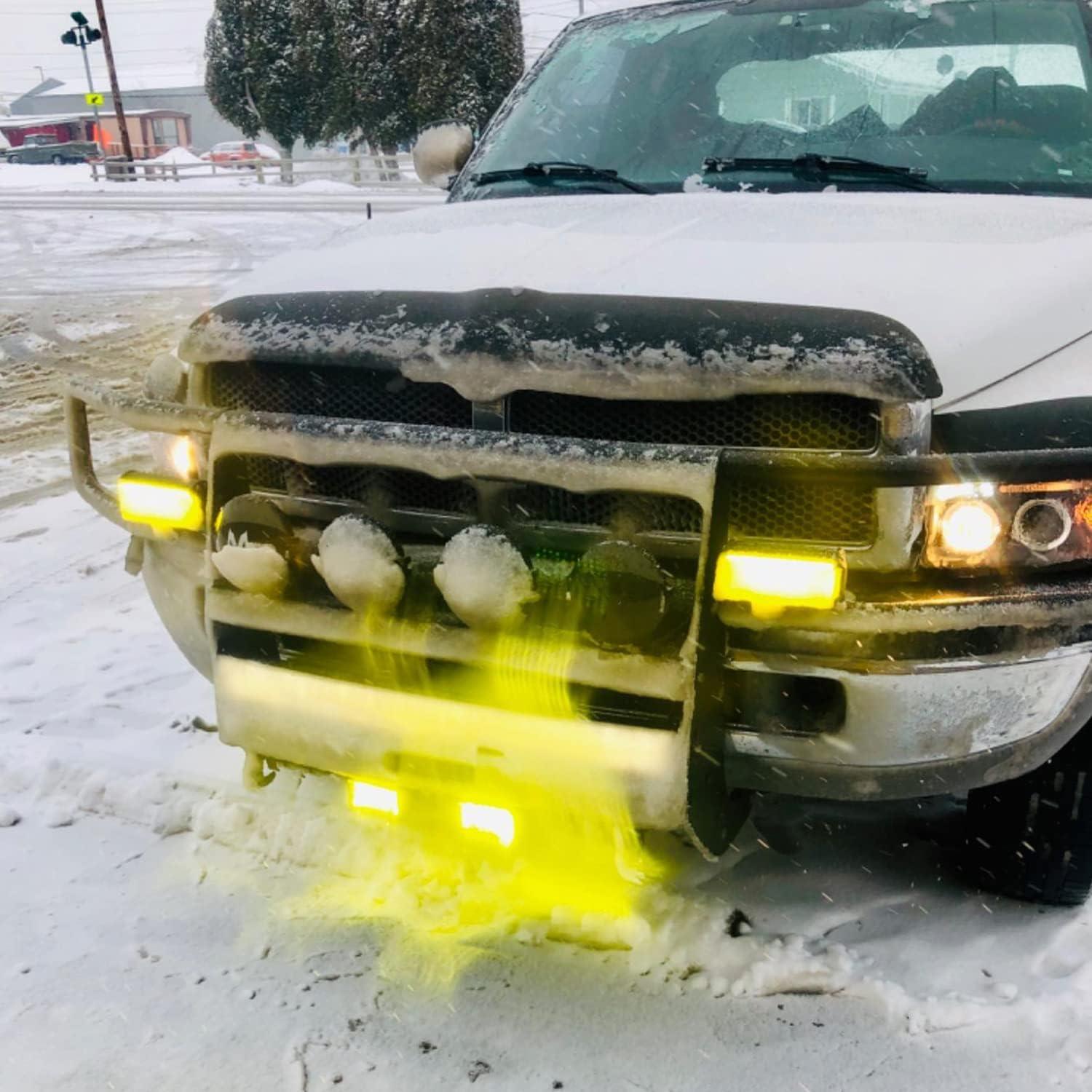 imageNilight LED Light Bar 2Pcs 4 Inch 36W Yellow Flood Spot Combo Triple Row Driving Lamp Roof Bumper Off Road LED Work Lights Pods for Van Camper Wagon Car Pickup Golf Cart ATV UTV SUV Truck Boat 4x42PCS 4Inch Amber Lights