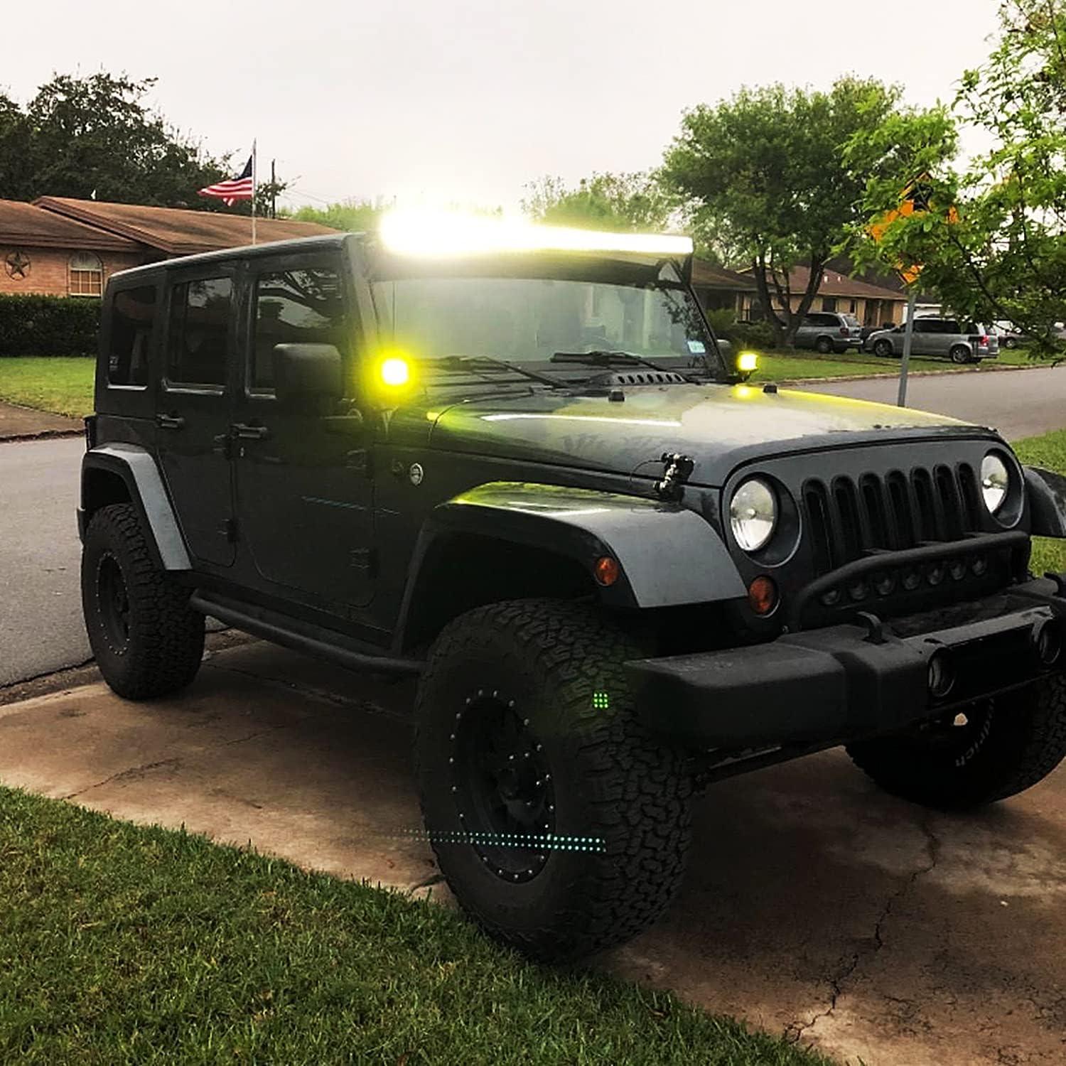 imageNilight LED Light Bar 2Pcs 4 Inch 36W Yellow Flood Spot Combo Triple Row Driving Lamp Roof Bumper Off Road LED Work Lights Pods for Van Camper Wagon Car Pickup Golf Cart ATV UTV SUV Truck Boat 4x42PCS 4Inch Amber Lights