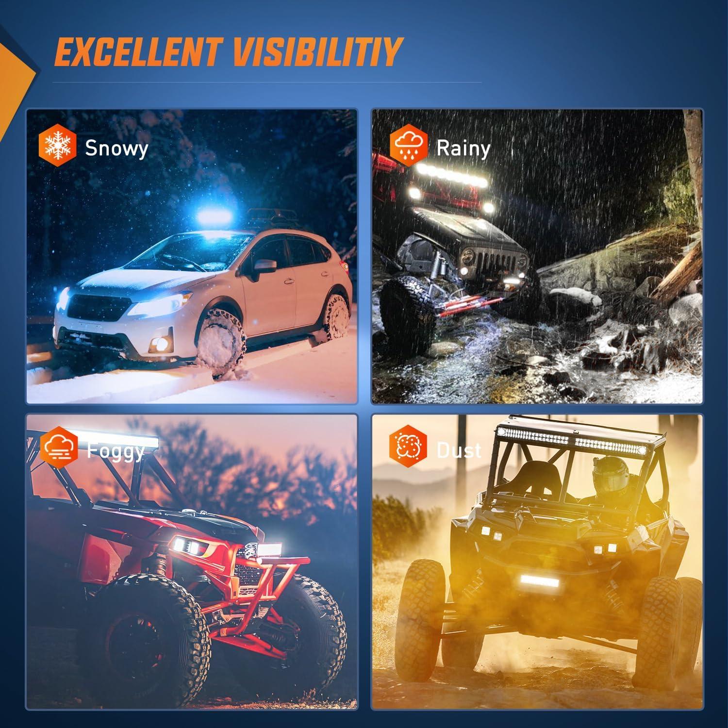 imageNilight LED Light Bar 2Pcs 75 Inch 36W 2520LM Spot Led Pods Fog Driving Lights Roof Bumper Off Road LED Work Light for Motorcycles Van Camper Wagon Car Pickup Golf Cart ATV UTV SUV Truck Boat 4x42PCS 36W Light Bar