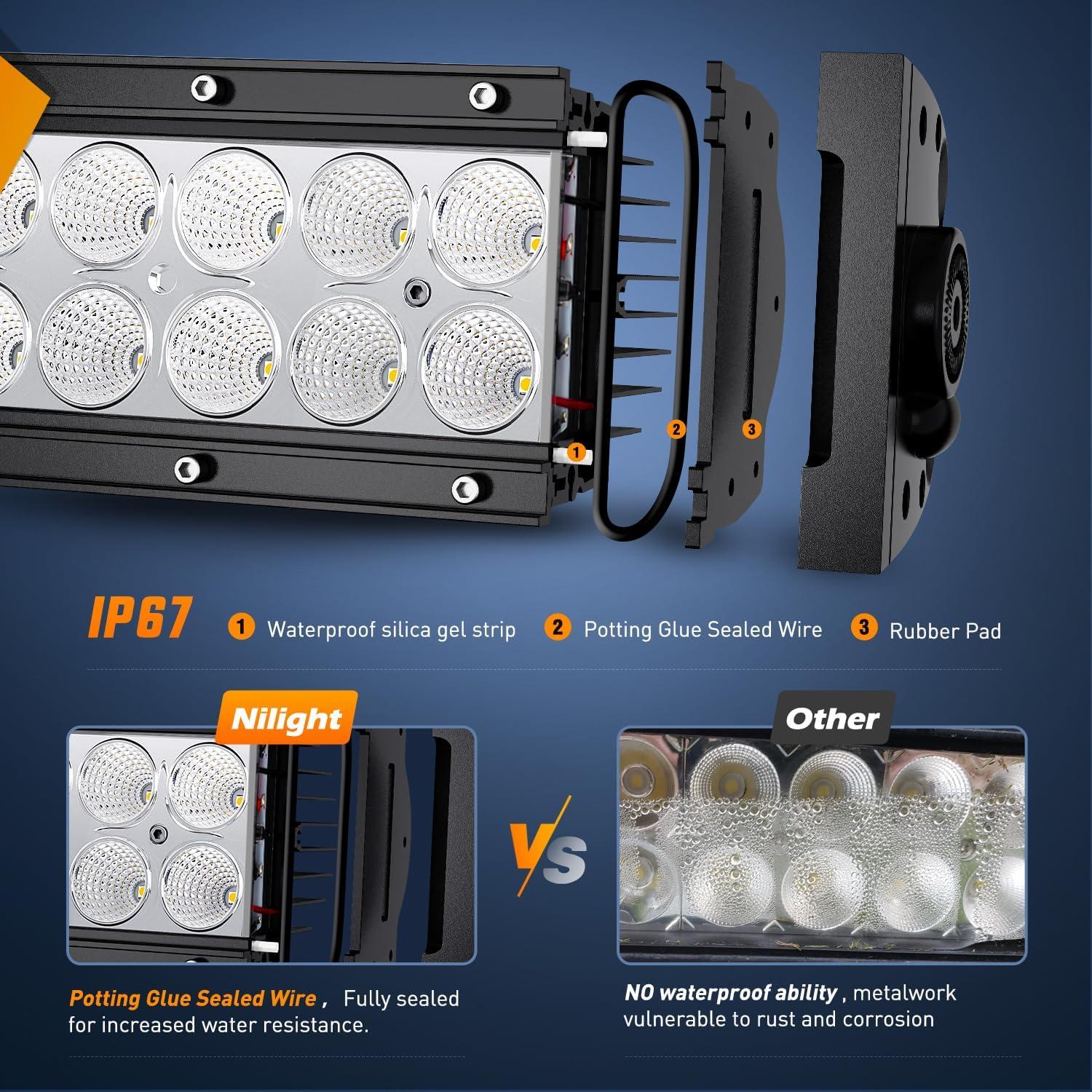 imageNilight LED Light Bar 32Inch 180W Spot Flood Combo Led Off Road Lights 12V 5Pin Rocker Switch LED Light Bar Wiring Harness Kit 2 Years Warranty ZH079 ClearWhite52Inch 300W Light Bar Wiring Harness