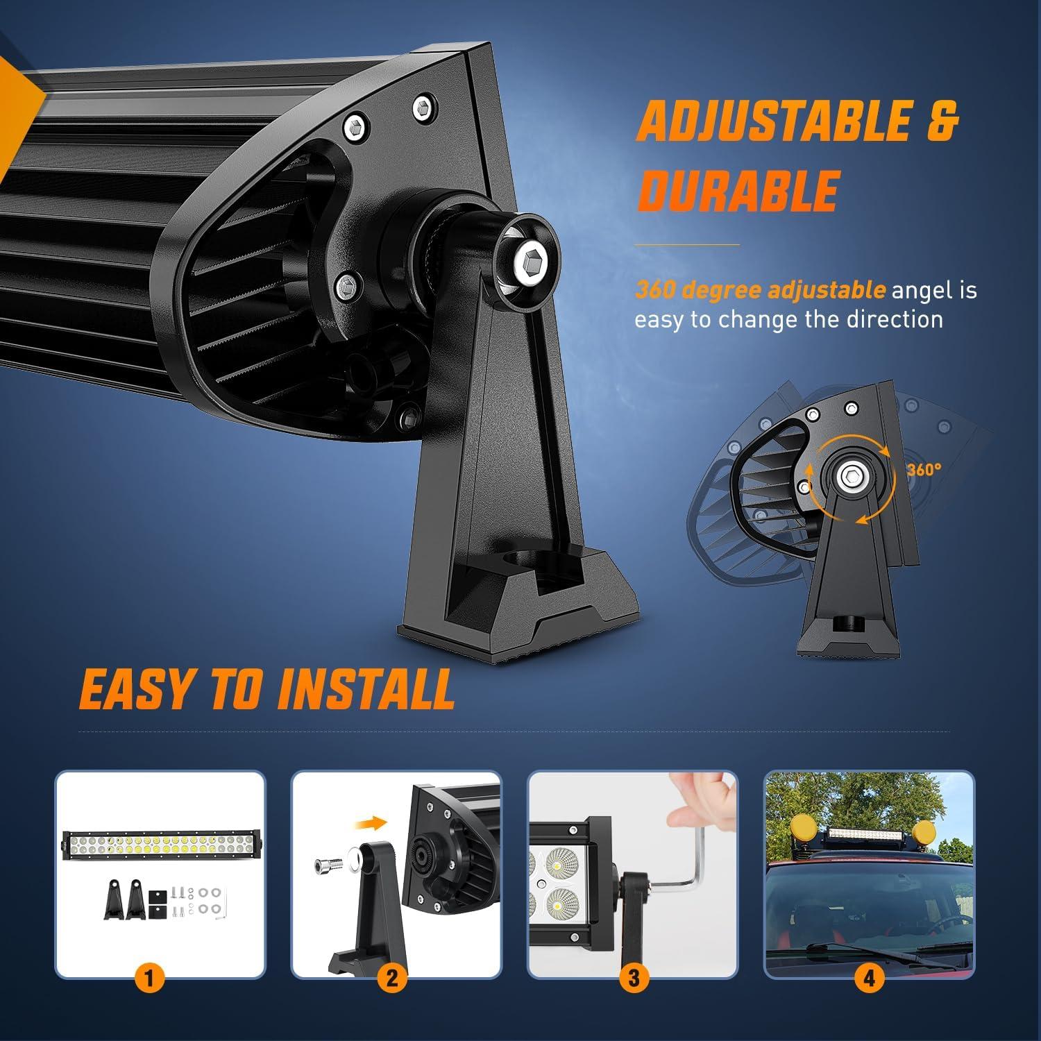 imageNilight LED Light Bar 32Inch 180W Spot Flood Combo Led Off Road Lights 12V 5Pin Rocker Switch LED Light Bar Wiring Harness Kit 2 Years Warranty ZH079 ClearWhite42Inch 240W Light Bar Wiring Harness