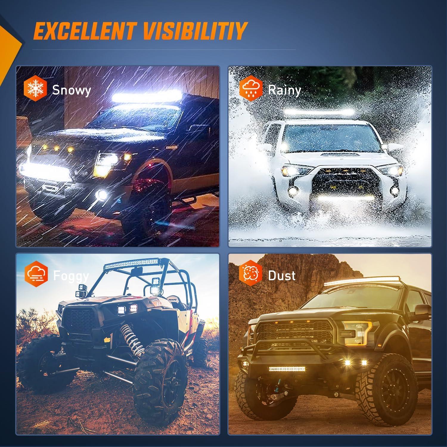 imageNilight LED Light Bar 32Inch 180W Spot Flood Combo Led Off Road Lights 12V 5Pin Rocker Switch LED Light Bar Wiring Harness Kit 2 Years Warranty ZH079 ClearWhite50Inch 288W Light Bar Wiring Harness