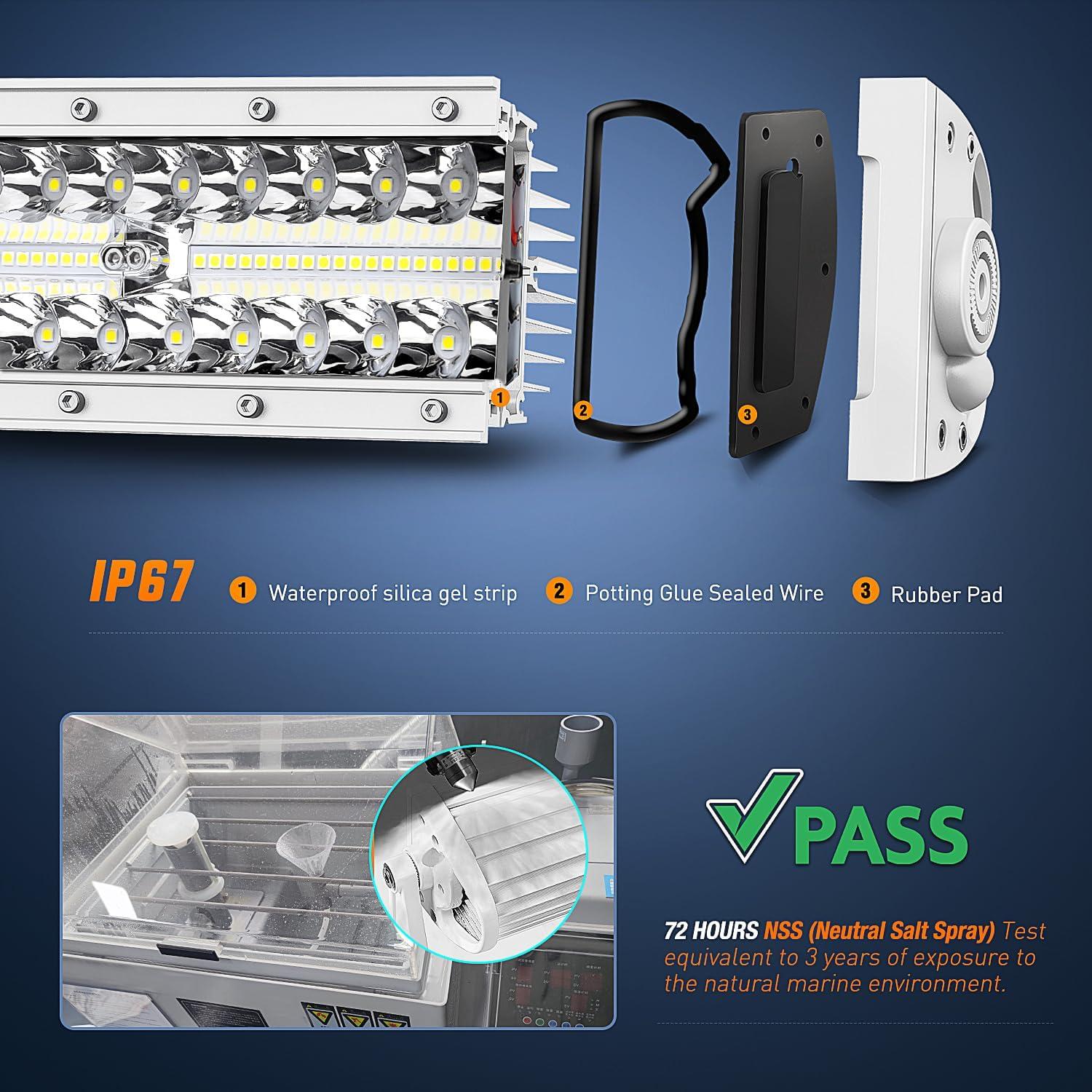 imageNilight LED Light Bar 33Inch Triple Row Spot Flood Combo Lights Red Shell with Wiring Harness Kit for Fog Driving Work Lighting on OffRoad Truck SUV ATV UTV33Inch 256LEDs Light Curved White Shell