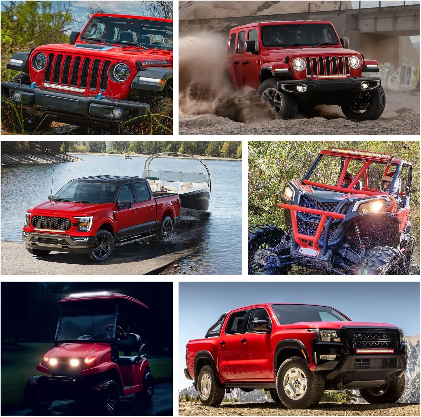 imageNilight LED Light Bar 33Inch Triple Row Spot Flood Combo Lights Red Shell with Wiring Harness Kit for Fog Driving Work Lighting on OffRoad Truck SUV ATV UTV33Inch 256LEDs Curved Red Shell Wiring harness