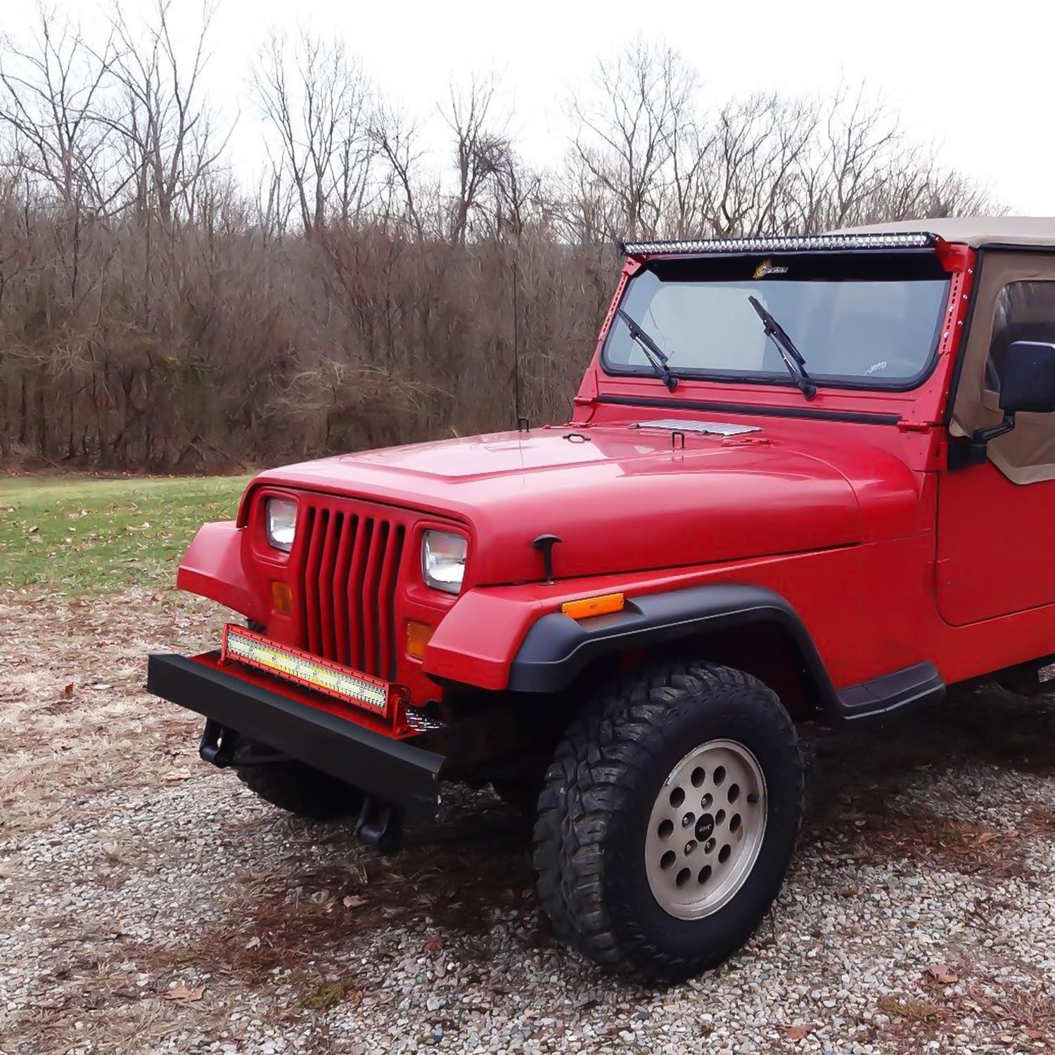 imageNilight LED Light Bar 33Inch Triple Row Spot Flood Combo Lights Red Shell with Wiring Harness Kit for Fog Driving Work Lighting on OffRoad Truck SUV ATV UTV33Inch 256LEDs Curved Red Shell Wiring harness