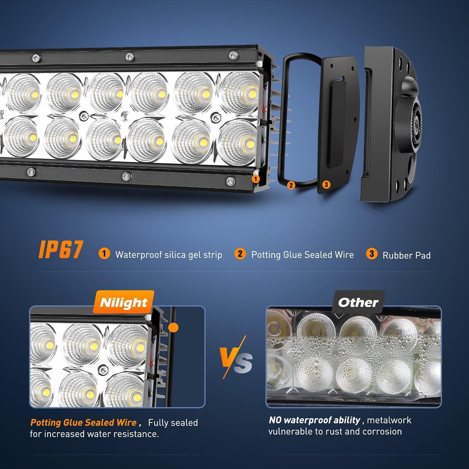 imageNilight LED Light Bar 33Inch Triple Row Spot Flood Combo Lights Red Shell with Wiring Harness Kit for Fog Driving Work Lighting on OffRoad Truck SUV ATV UTV32Inch 180W Light Bar