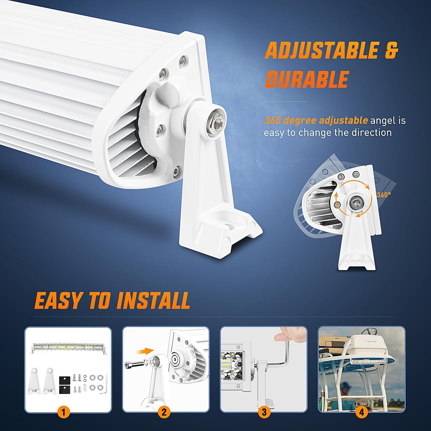 imageNilight LED Light Bar 33Inch Triple Row Spot Flood Combo Lights Red Shell with Wiring Harness Kit for Fog Driving Work Lighting on OffRoad Truck SUV ATV UTV33Inch 256LEDs Light Curved White Shell