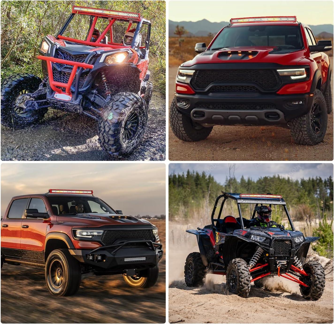 imageNilight LED Light Bar 42 Inch Triple Row Spot Flood Combo Lights Red Shell with Wiring Harness Kit for Fog Driving Work Lighting on OffRoad Truck Tractor SUV ATV UTV Boat42inch Light Bar Red Shell