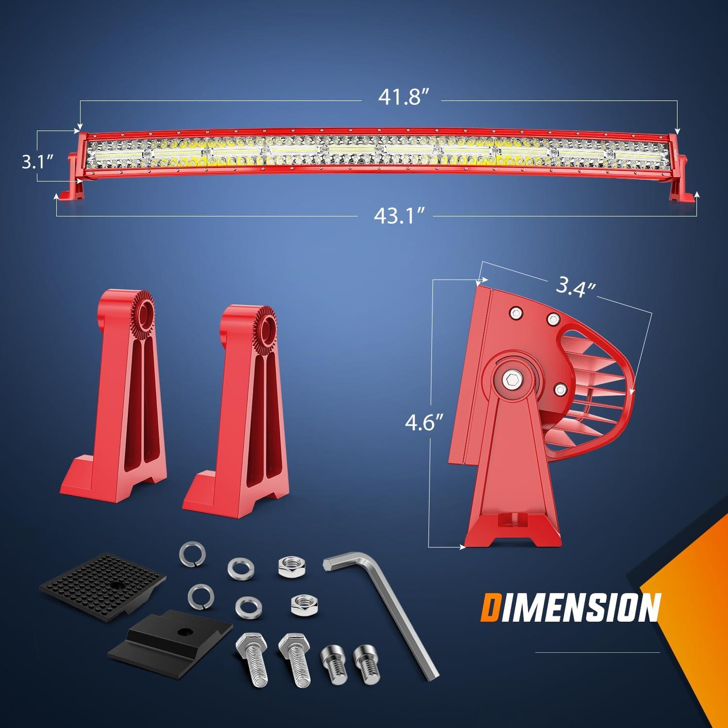 imageNilight LED Light Bar 42 Inch Triple Row Spot Flood Combo Lights Red Shell with Wiring Harness Kit for Fog Driving Work Lighting on OffRoad Truck Tractor SUV ATV UTV Boat42inch Light Bar Red Shell