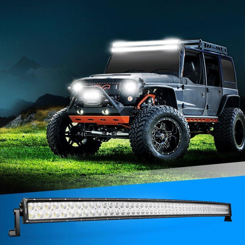 imageNilight LED Light Bar 50Inch 288W 20100LM Curved Spot Flood Combo Driving Lamp Roof Bumper Off Road LED Work Lights Pods for Van Camper Wagon Car Pickup Golf Cart ATV UTV SUV Truck Boat 4x41PC 50Inch Curved Light Bar