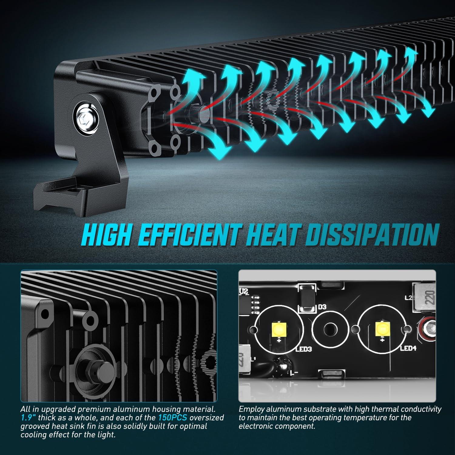 imageNilight LED Light Bar 8 Inch 5LED 2 PCS Single Row Spot LED Fog Screwless night vision Off Road Driving Lights w18AWG Rocker Switch Wiring Harness Kit for Truck ATV UTV52Inch 49Led Light Wiring Kit