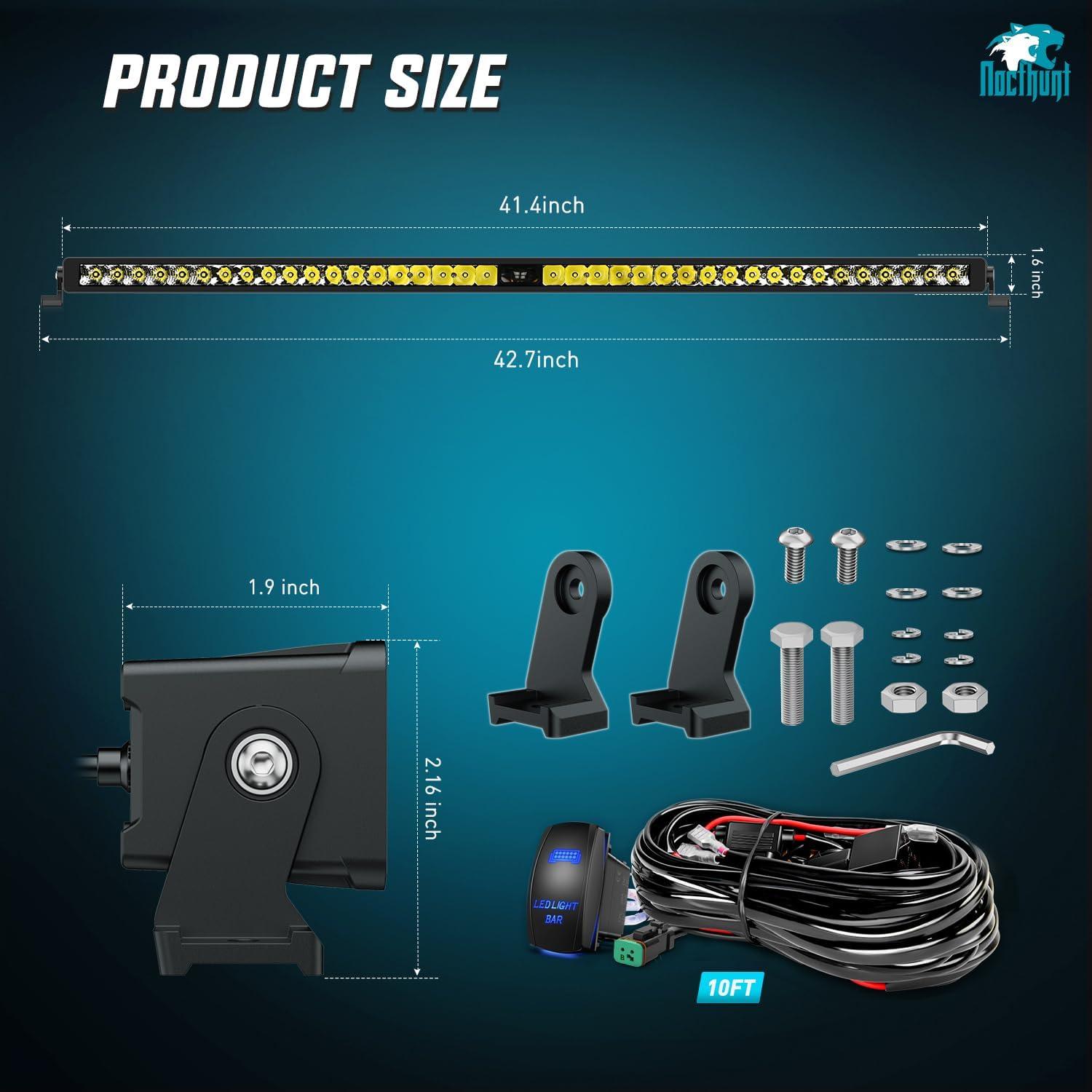 imageNilight LED Light Bar 8 Inch 5LED 2 PCS Single Row Spot LED Fog Screwless night vision Off Road Driving Lights w18AWG Rocker Switch Wiring Harness Kit for Truck ATV UTV42Inch 29Led Light Wiring Kit