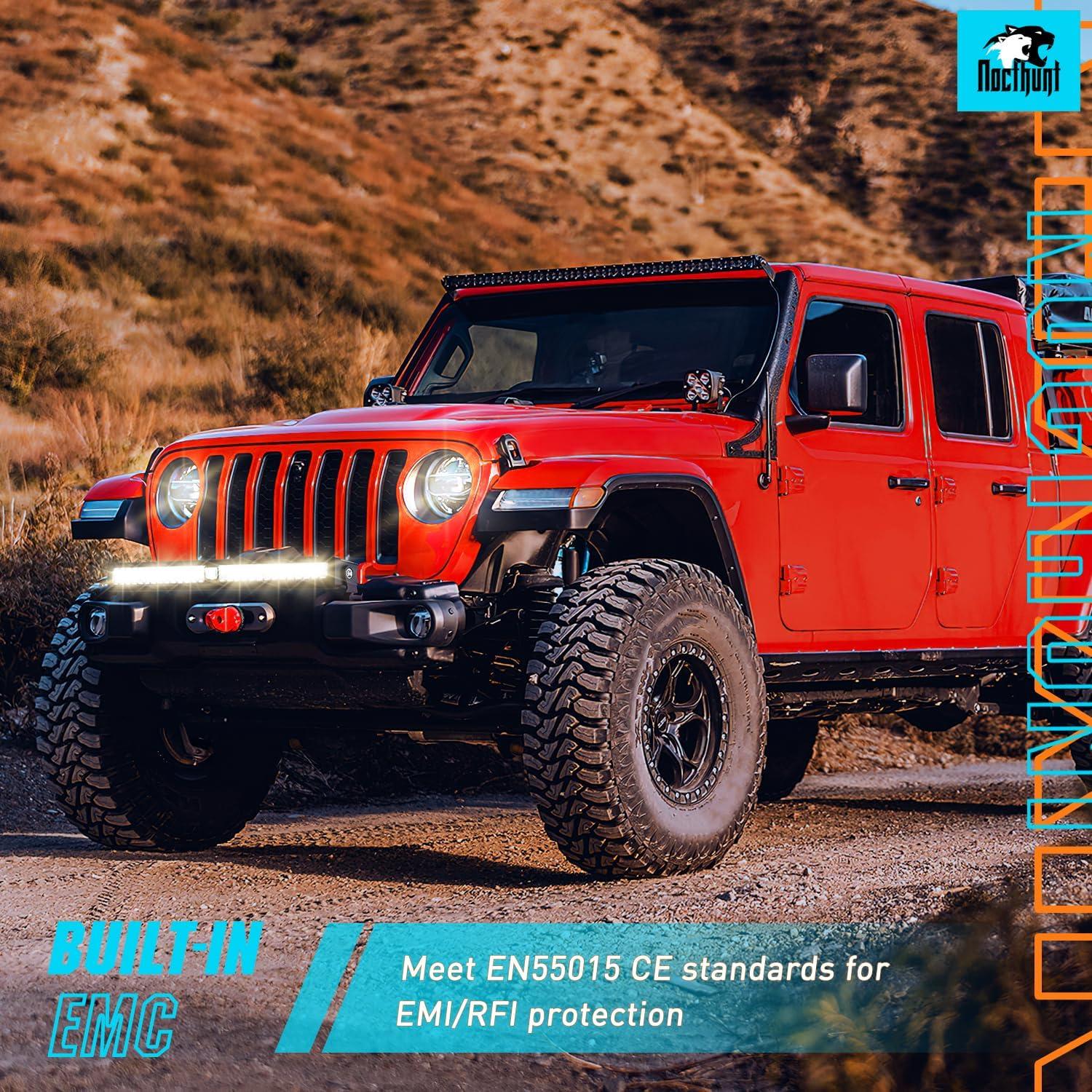 imageNilight LED Light Bar 8 Inch 5LED 2 PCS Single Row Spot LED Fog Screwless night vision Off Road Driving Lights w18AWG Rocker Switch Wiring Harness Kit for Truck ATV UTV42Inch 29Led Light Wiring Kit