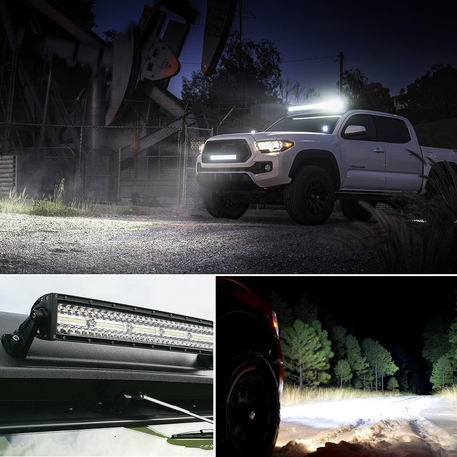 imageNilight LED Light Bar 95 Inch Triple Row Spot Flood Combo 64LEDs Lights Fog Driving Work Backup Bumper Lighting for OffRoad Truck SUV ATV UTV33Inch Curved Lights