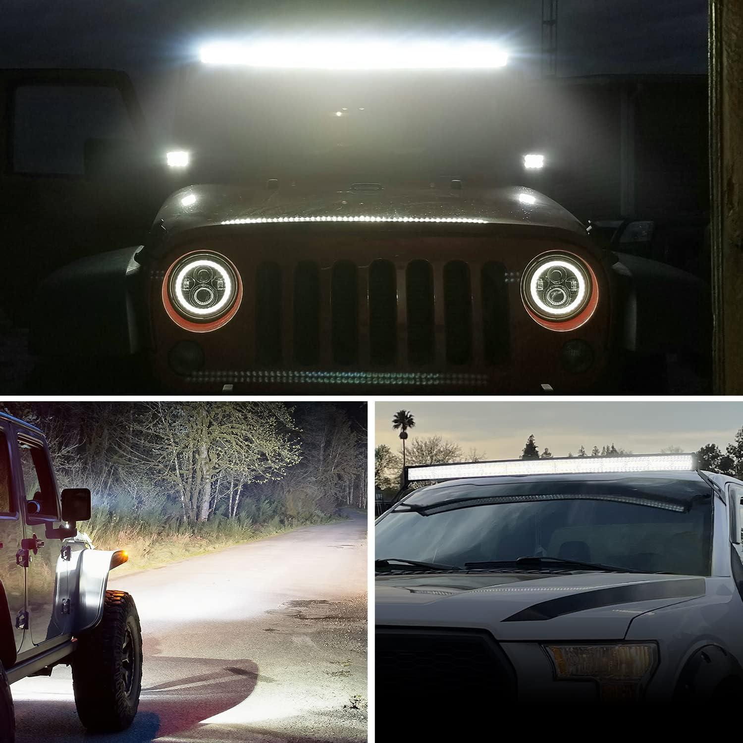 imageNilight LED Light Bar 95 Inch Triple Row Spot Flood Combo 64LEDs Lights Fog Driving Work Backup Bumper Lighting for OffRoad Truck SUV ATV UTV50Inch Curved Lights