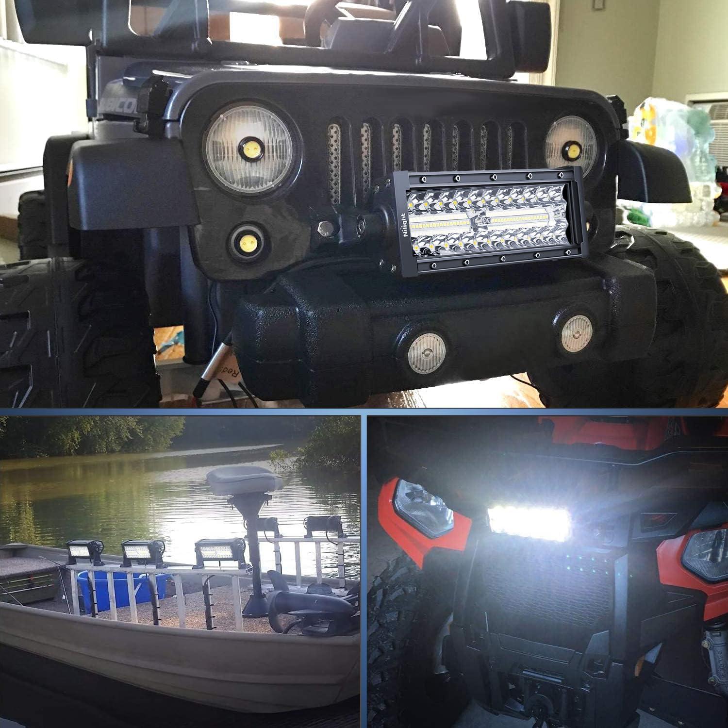 imageNilight LED Light Bar 95 Inch Triple Row Spot Flood Combo 64LEDs Lights Fog Driving Work Backup Bumper Lighting for OffRoad Truck SUV ATV UTV9Inch Lights