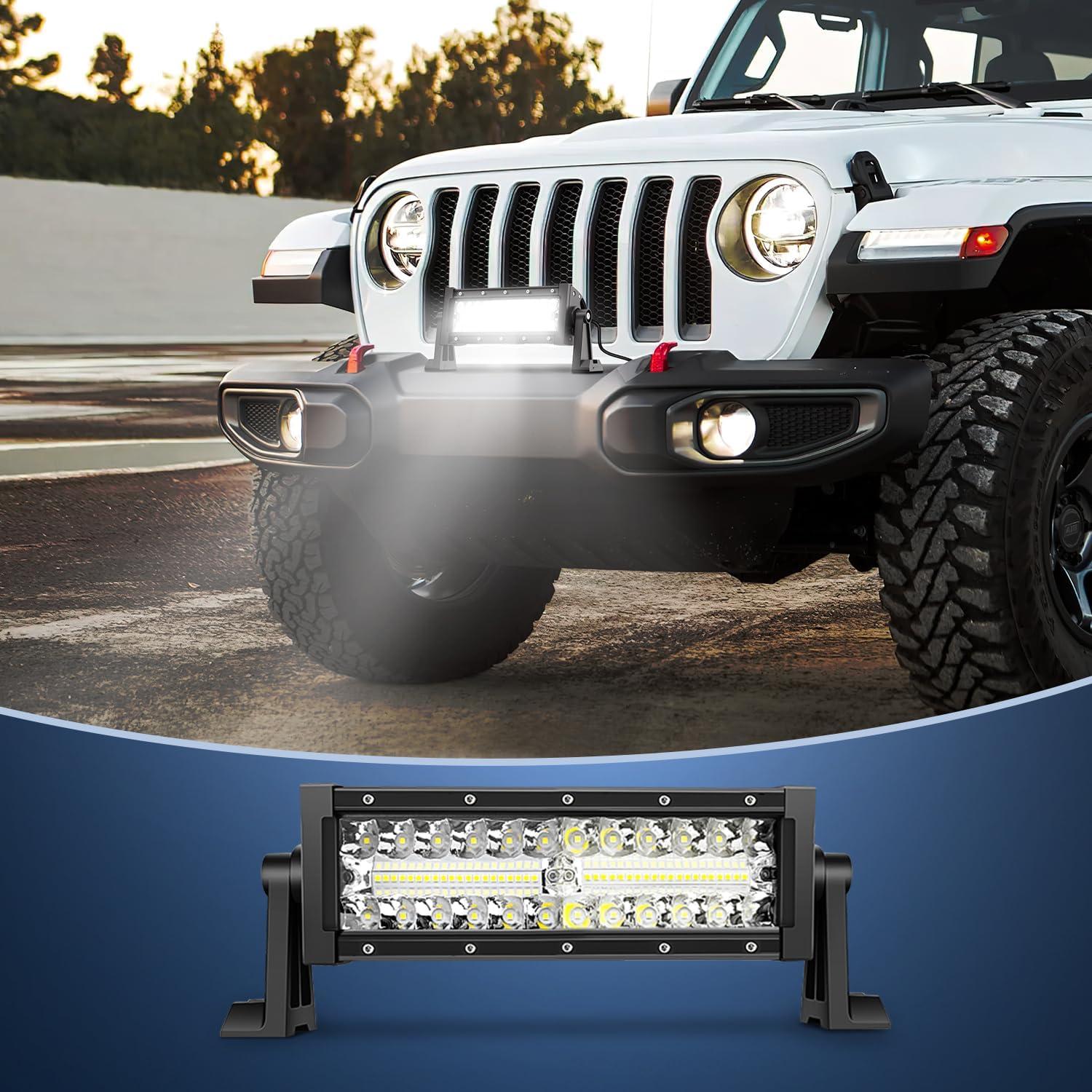 imageNilight LED Light Bar 95 Inch Triple Row Spot Flood Combo 64LEDs Lights Fog Driving Work Backup Bumper Lighting for OffRoad Truck SUV ATV UTV9Inch Lights