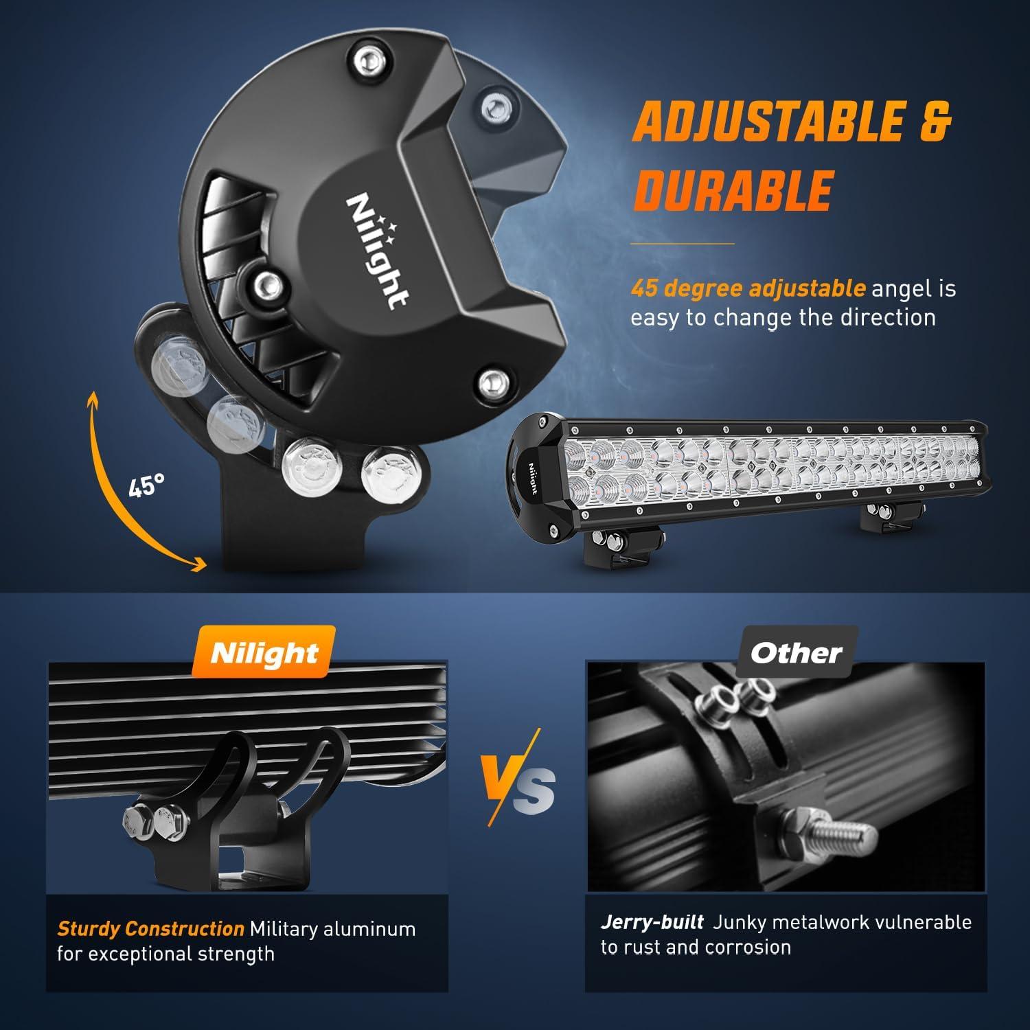 imageNilight LED Light Bar 9Inch 54W 3600LM Spot Off Road Driving Lamp Super Bright Waterproof Fog Work Lighting for Trucks SUV ATV UTV Pickup Boat Tractor 4x4 Van CamperPurple