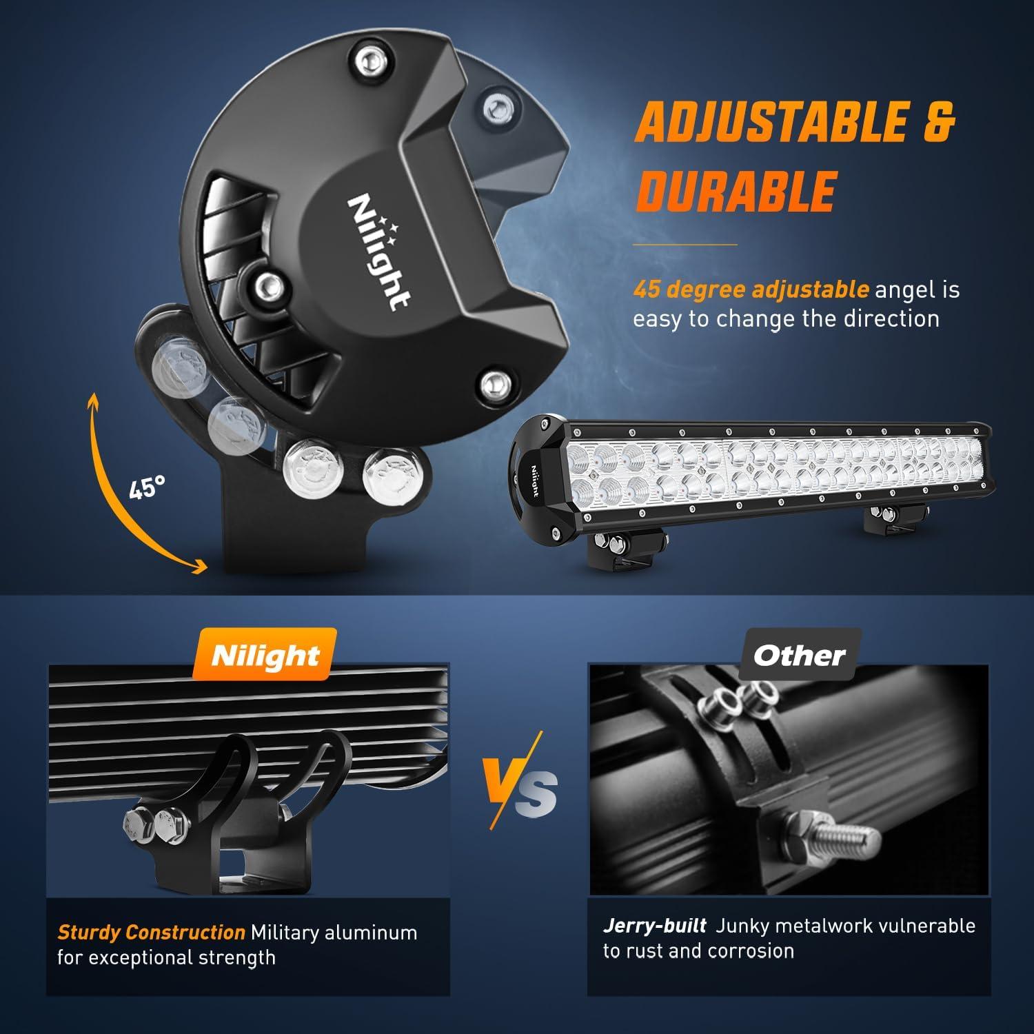 imageNilight LED Light Bar 9Inch 54W 3600LM Spot Off Road Driving Lamp Super Bright Waterproof Fog Work Lighting for Trucks SUV ATV UTV Pickup Boat Tractor 4x4 Van CamperRed