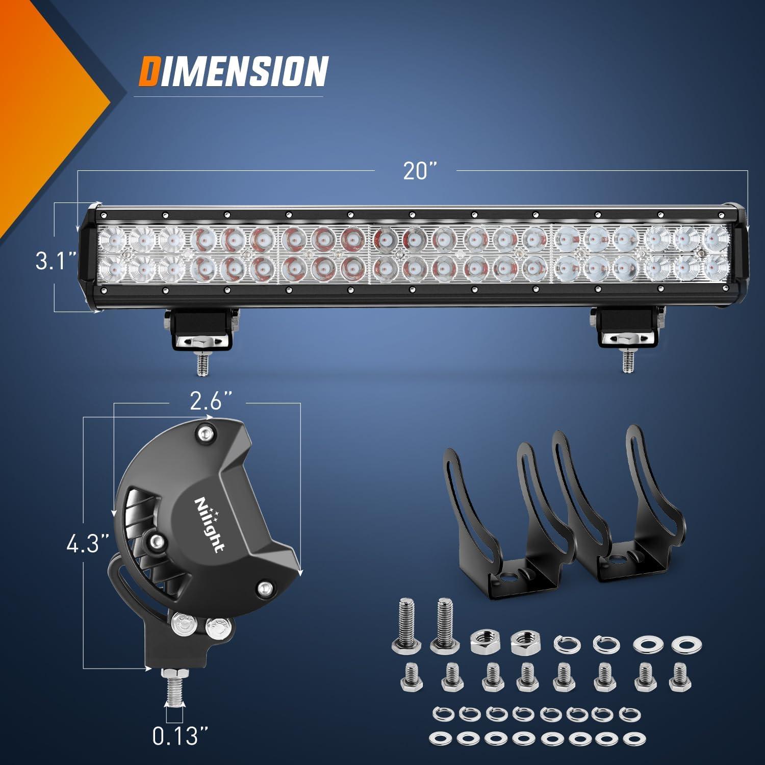 imageNilight LED Light Bar 9Inch 54W 3600LM Spot Off Road Driving Lamp Super Bright Waterproof Fog Work Lighting for Trucks SUV ATV UTV Pickup Boat Tractor 4x4 Van CamperRed