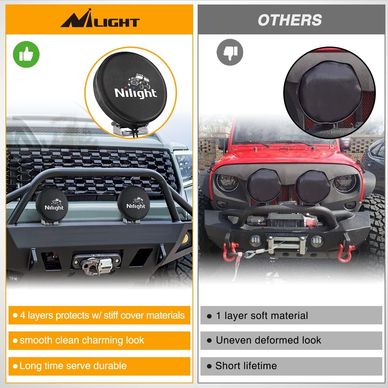 imageNilight LED Light Bar Cover 52 Inches Black Nylon Protective Sleeve Universal Fit Straight and Curved Bar Waterproof Dustproof ScratchProof Cove for Driving Off Road LightRound Black