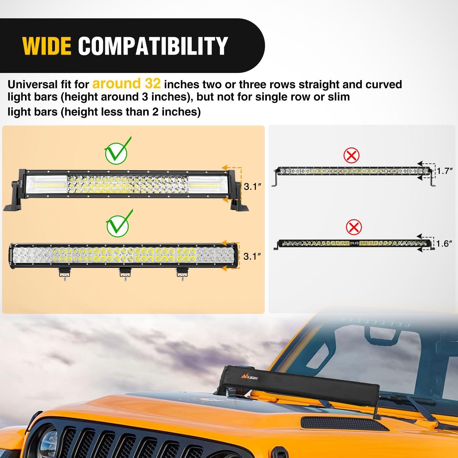 imageNilight LED Light Bar Cover 52 Inches Black Nylon Protective Sleeve Universal Fit Straight and Curved Bar Waterproof Dustproof ScratchProof Cove for Driving Off Road LightRectangular
