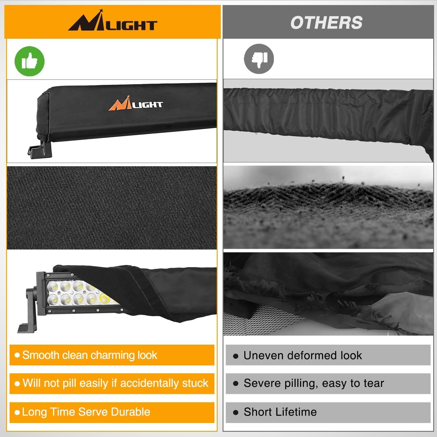 imageNilight LED Light Bar Cover 52 Inches Black Nylon Protective Sleeve Universal Fit Straight and Curved Bar Waterproof Dustproof ScratchProof Cove for Driving Off Road LightRectangular