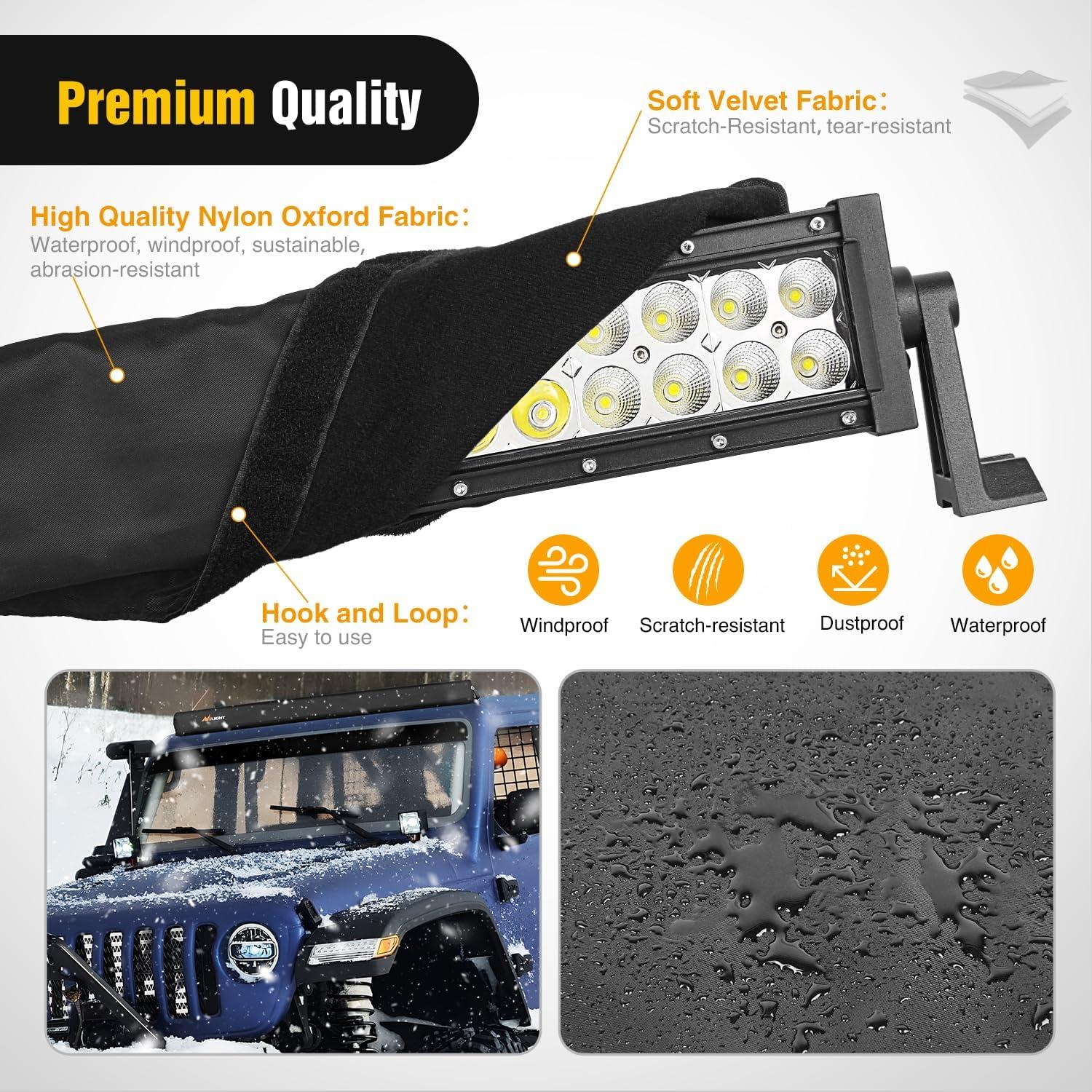 imageNilight LED Light Bar Cover 52 Inches Black Nylon Protective Sleeve Universal Fit Straight and Curved Bar Waterproof Dustproof ScratchProof Cove for Driving Off Road LightRectangular Black Nylon