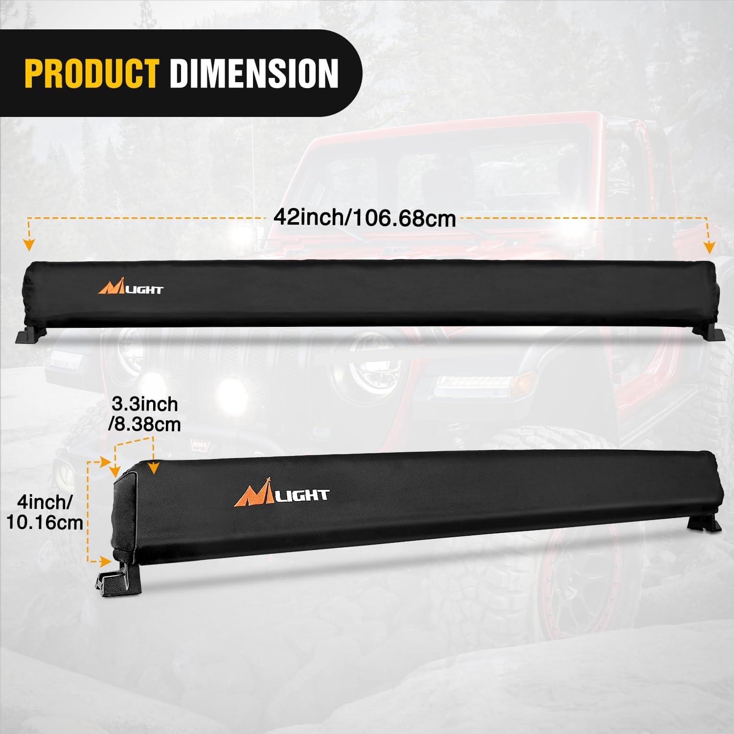 imageNilight LED Light Bar Cover 52 Inches Black Nylon Protective Sleeve Universal Fit Straight and Curved Bar Waterproof Dustproof ScratchProof Cove for Driving Off Road LightRectangular Black Nylon