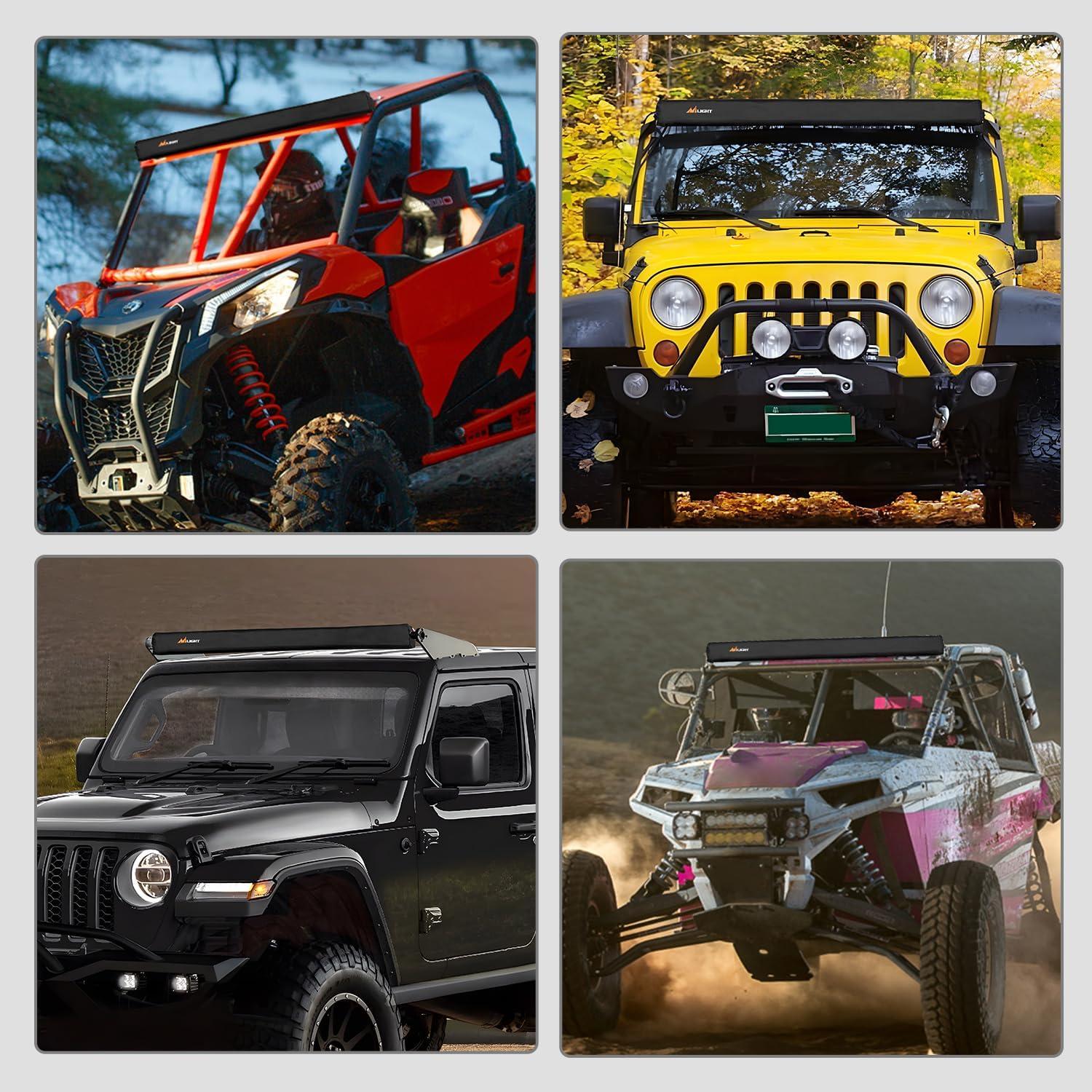 imageNilight LED Light Bar Cover 52 Inches Black Nylon Protective Sleeve Universal Fit Straight and Curved Bar Waterproof Dustproof ScratchProof Cove for Driving Off Road LightRectangular Black Nylon