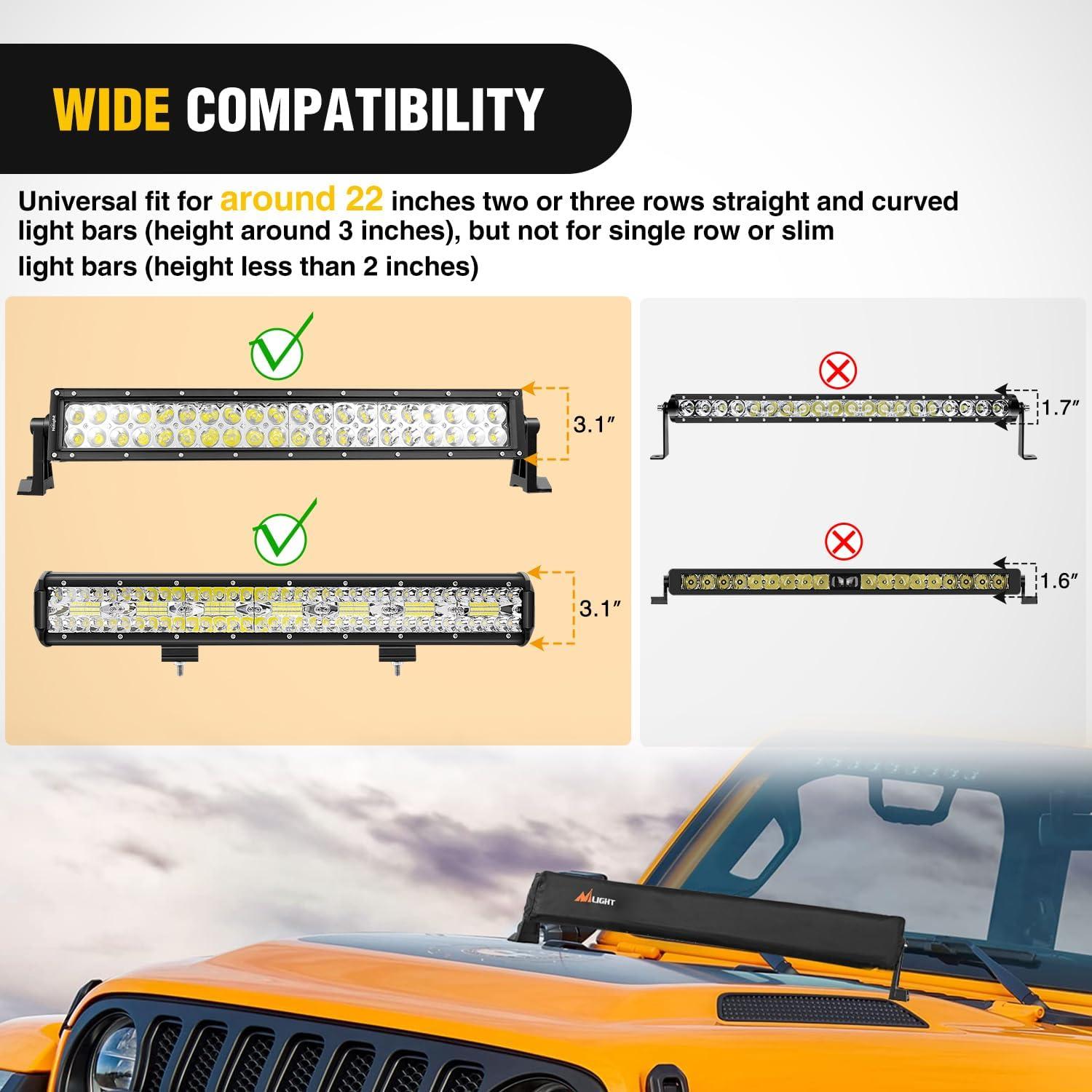 imageNilight LED Light Bar Cover 52 Inches Black Nylon Protective Sleeve Universal Fit Straight and Curved Bar Waterproof Dustproof ScratchProof Cove for Driving Off Road LightRectangular