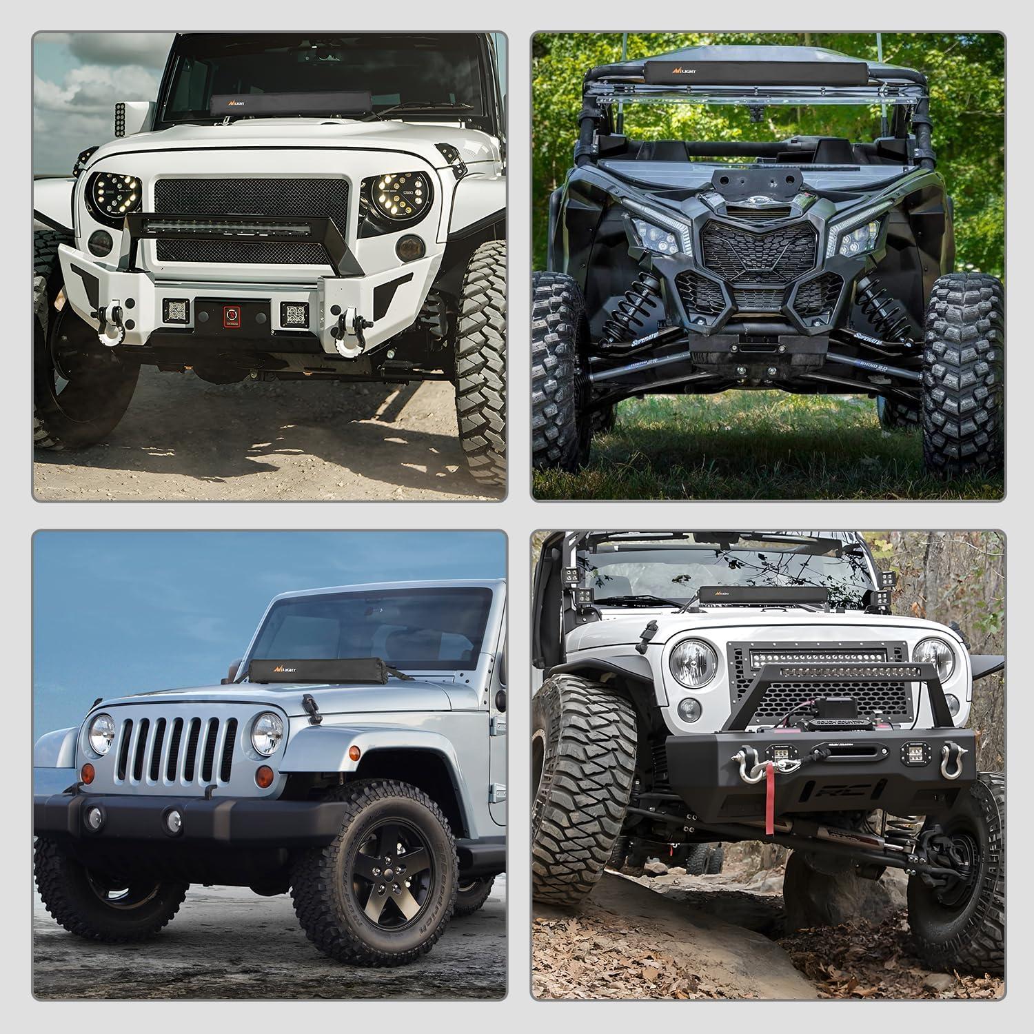 imageNilight LED Light Bar Cover 52 Inches Black Nylon Protective Sleeve Universal Fit Straight and Curved Bar Waterproof Dustproof ScratchProof Cove for Driving Off Road LightRectangular