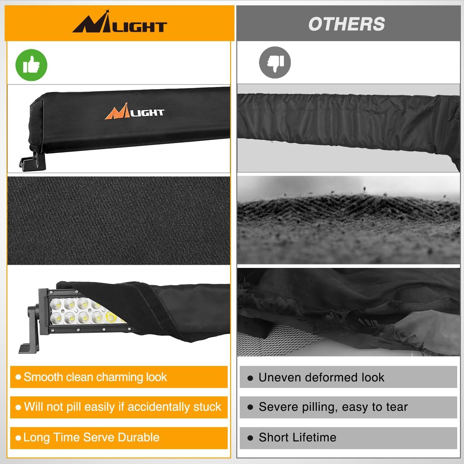 imageNilight LED Light Bar Cover 52 Inches Black Nylon Protective Sleeve Universal Fit Straight and Curved Bar Waterproof Dustproof ScratchProof Cove for Driving Off Road LightRectangular